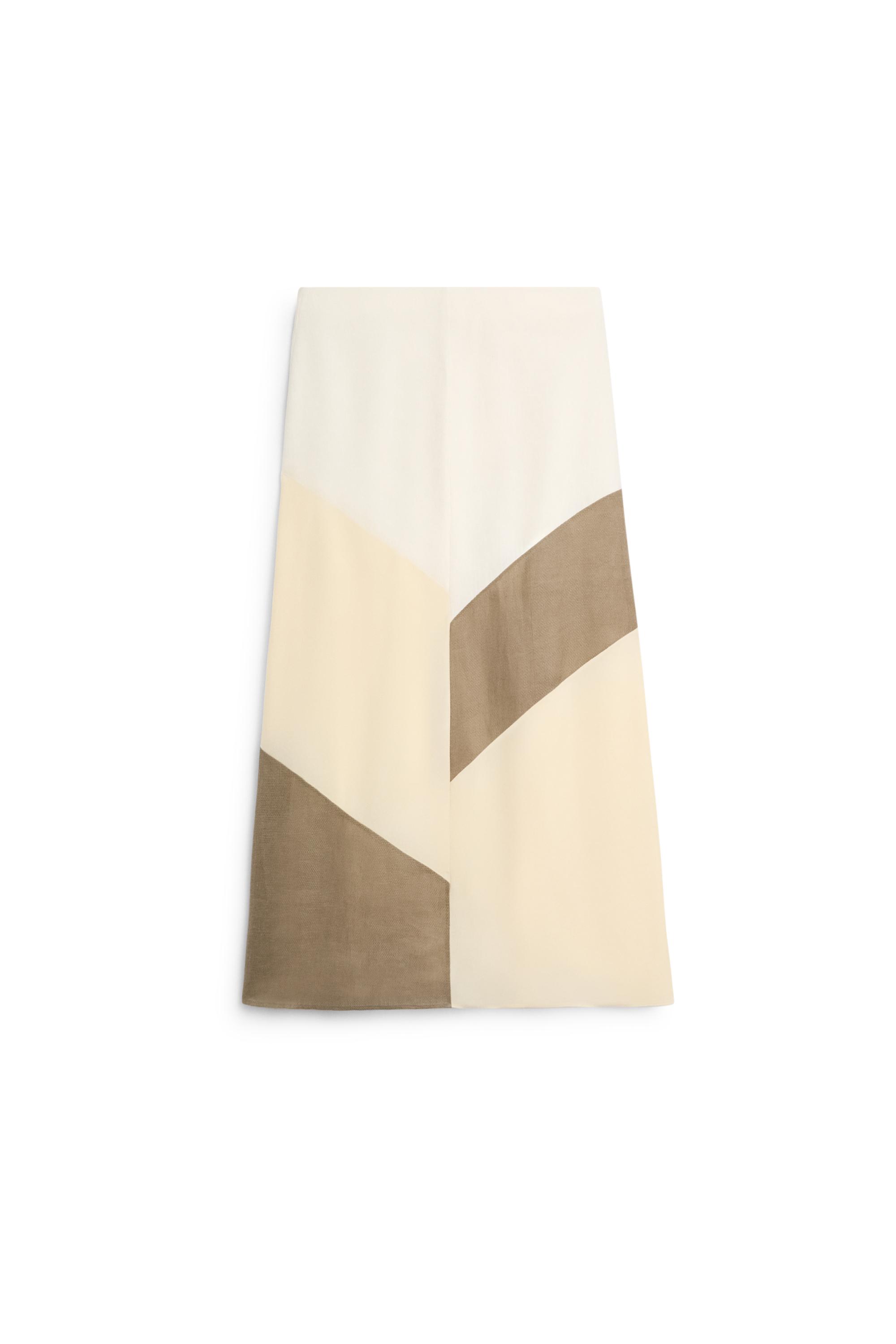 Flowing patchwork midi skirt — WHITE
