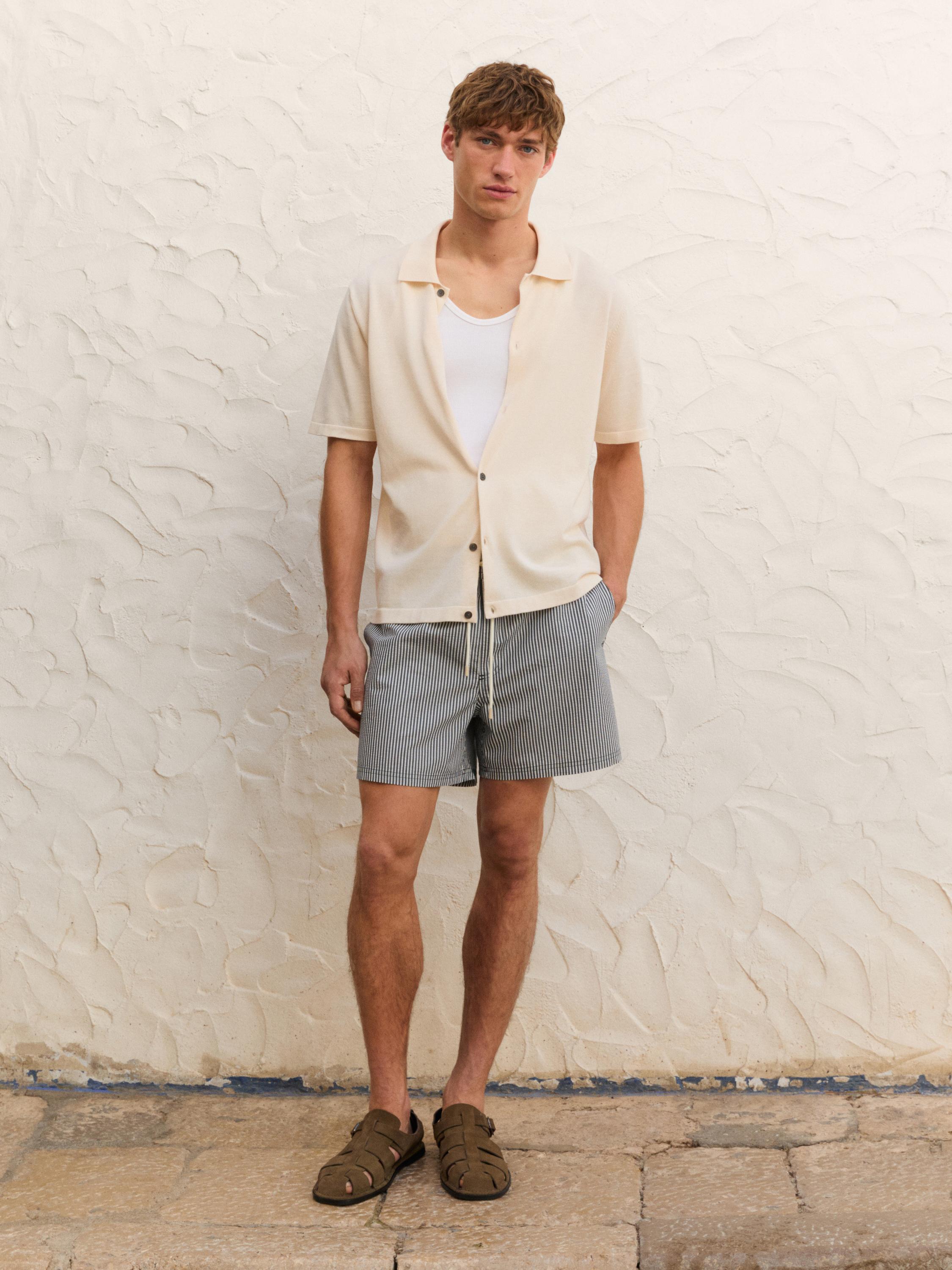 ANDREA MORANDO CAMICIA SLIM FIT IN COTONE SEERSUCKER A RIGHE BIANCHE E AZZURRE - Foto 3