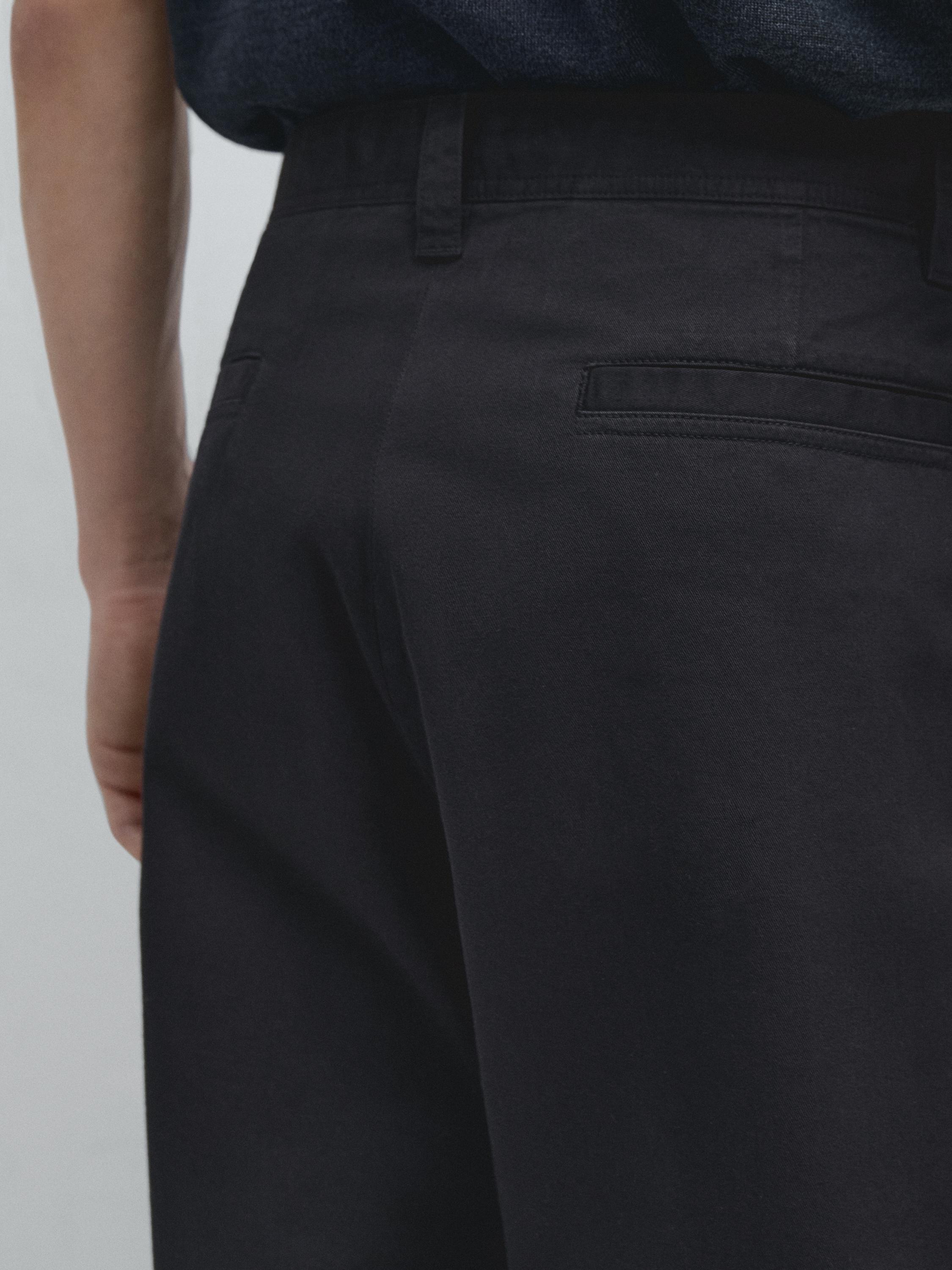 Relaxed fit cotton trousers — NAVY BLUE
