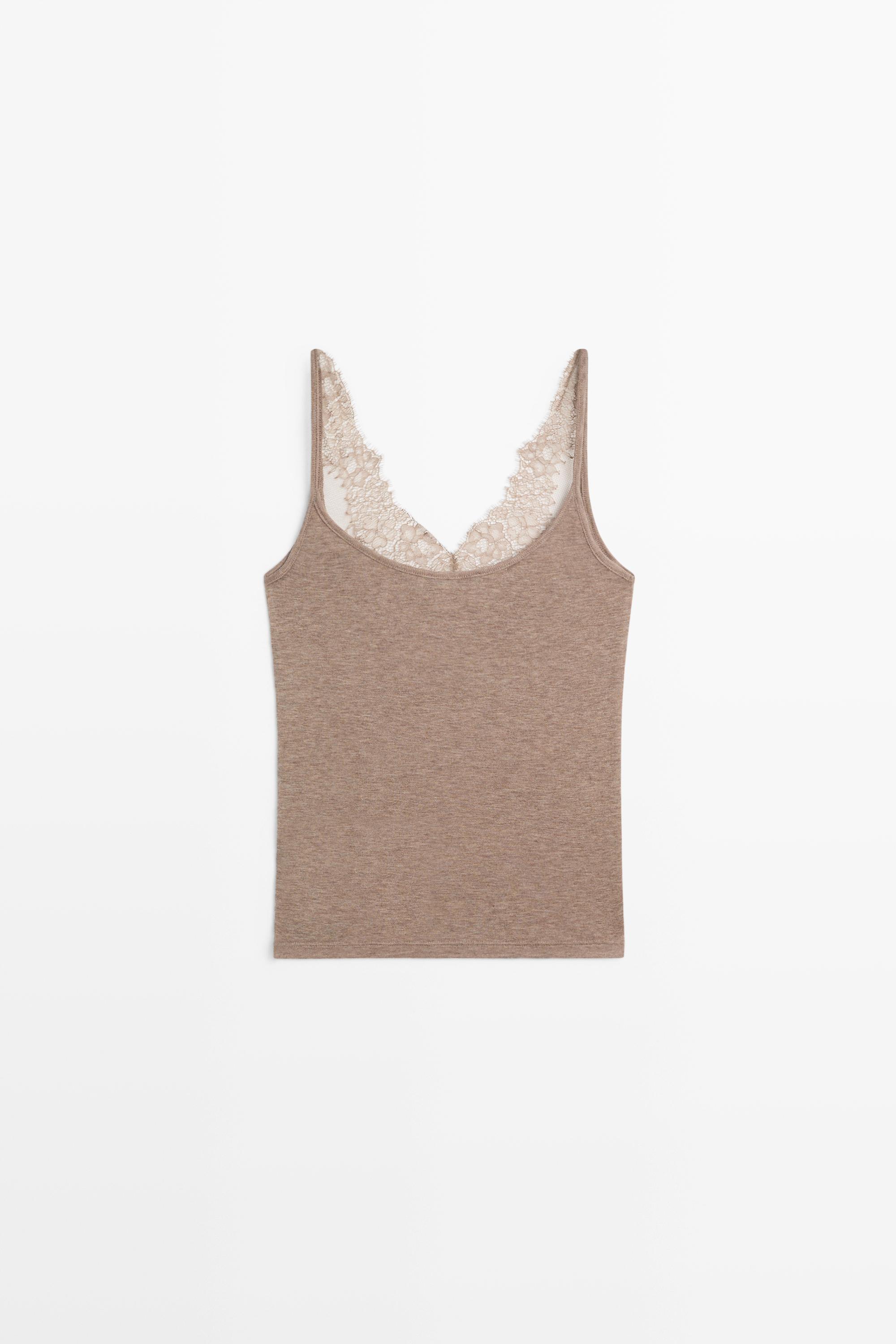 Strappy lace-trimmed camisole top