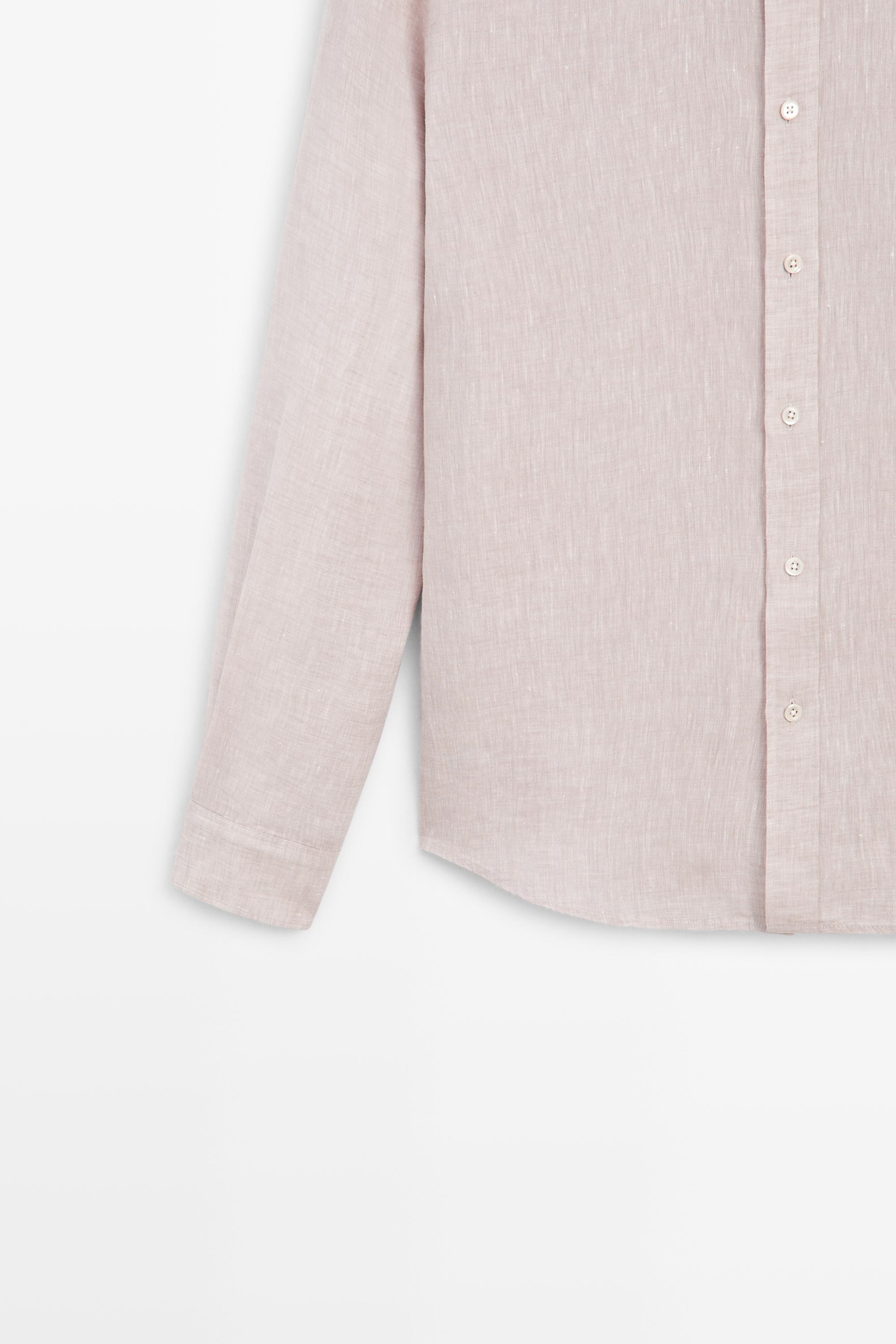 100% Linen regular fit shirt — MAUVE