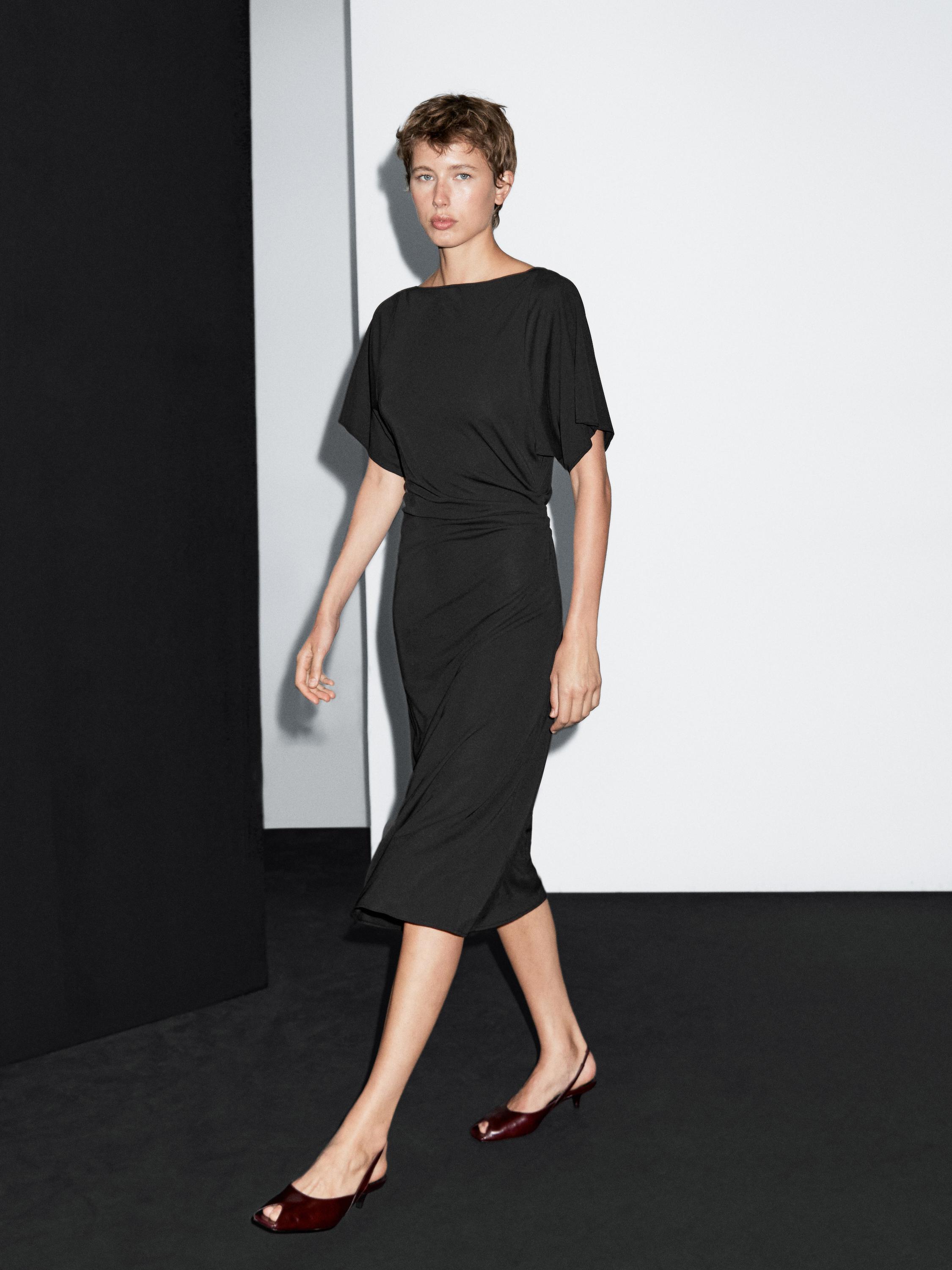 Midi dress with gathered detail
