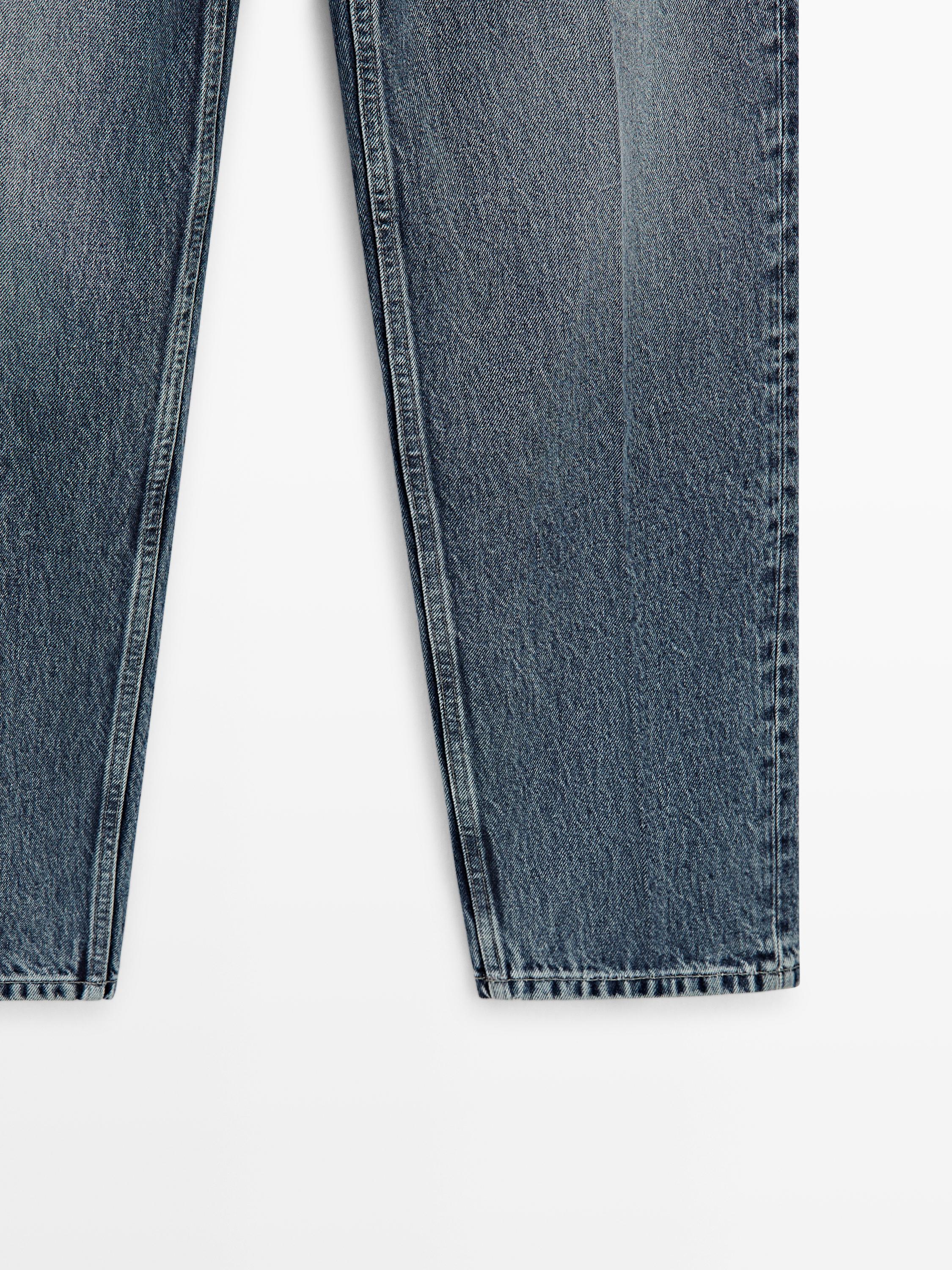 High-waist relaxed fit barrel jeans — MEDIUM BLUE