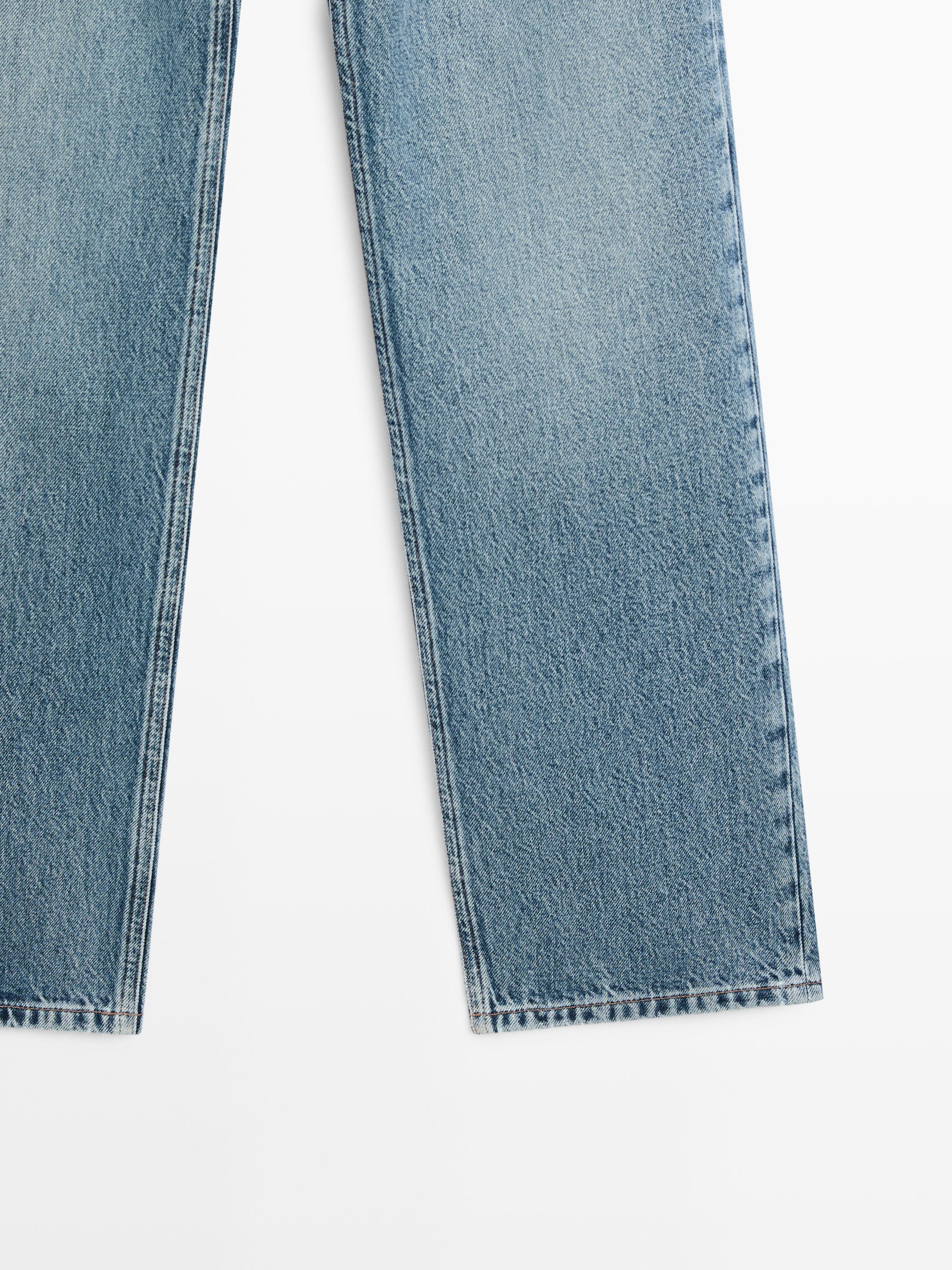 Straight-leg high-waist jeans — Light Blue