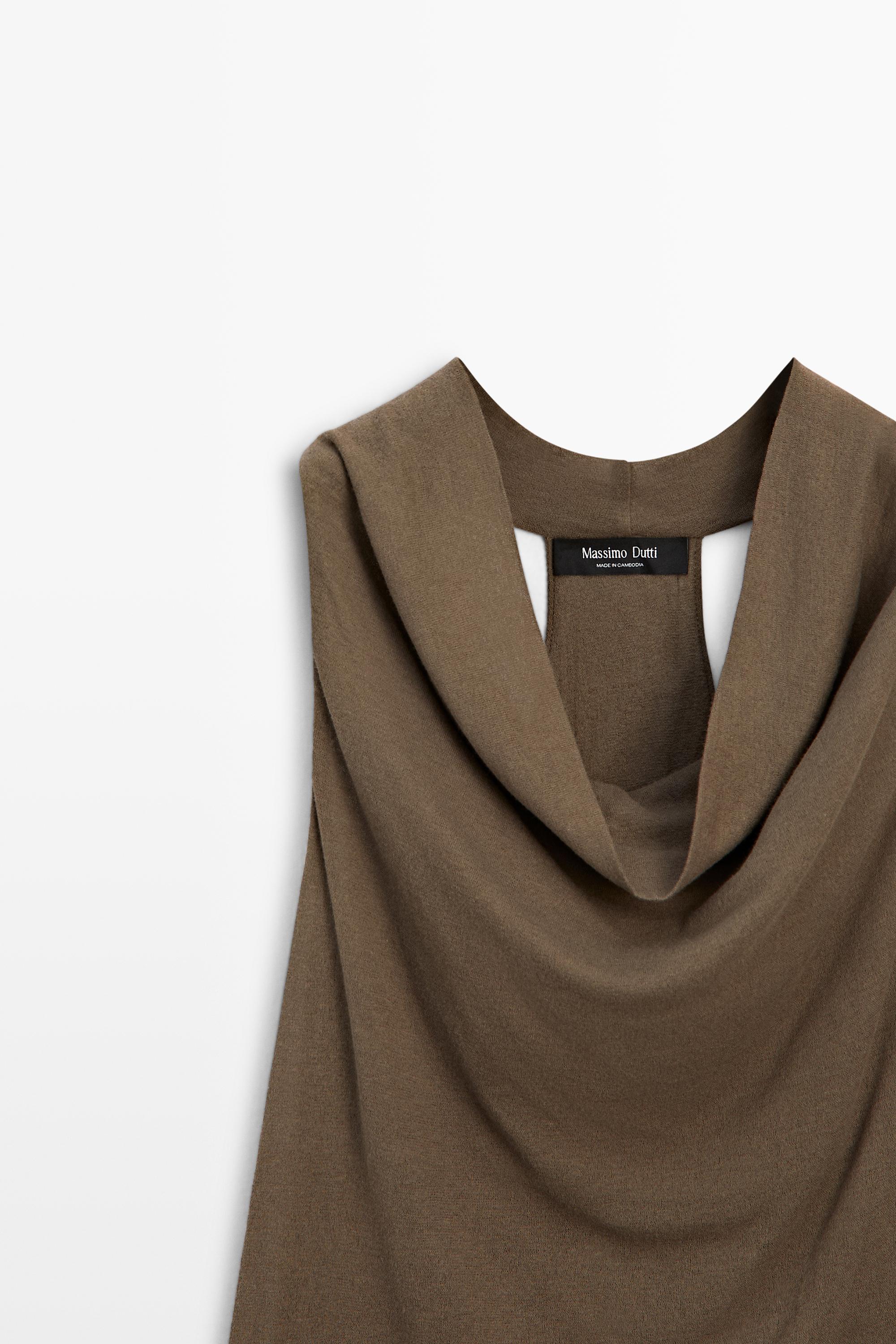 100% cotton draped top — MOLE BROWN