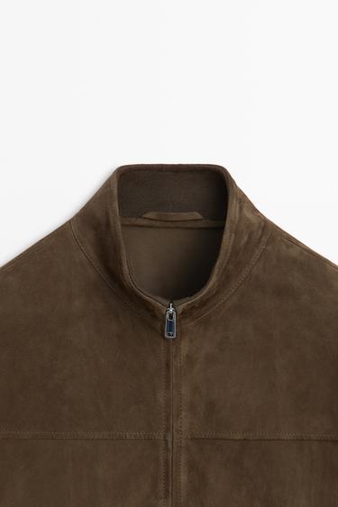 Combined suede bomber jacket — MOLE BROWN 9