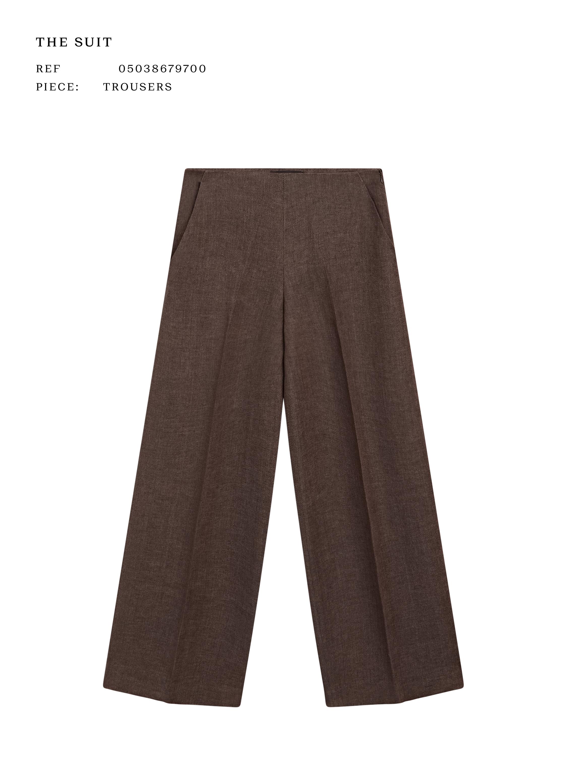 Flowing linen suit trousers — BROWN