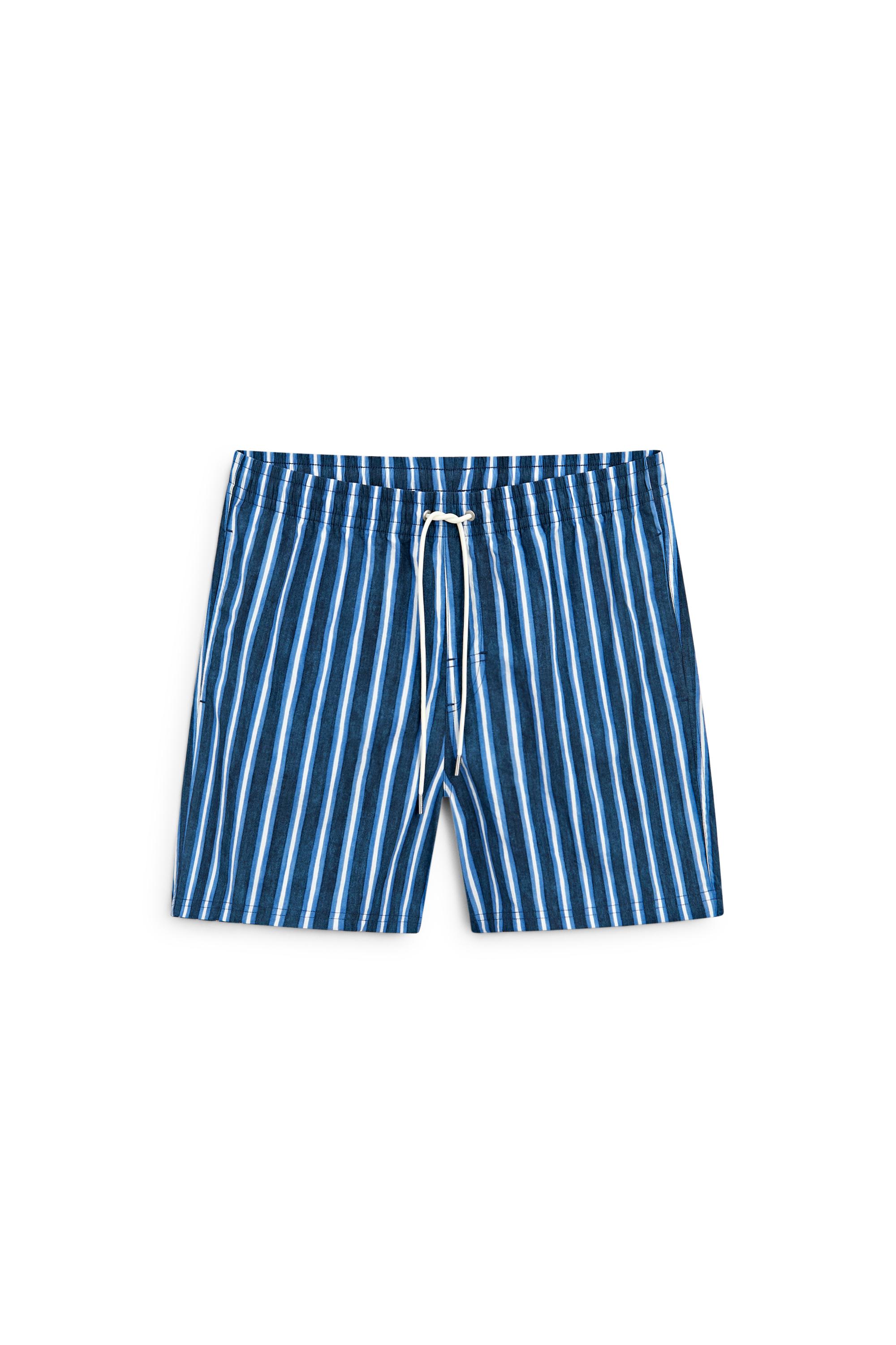 Tri-color striped swimming trunks — DEEP BLUE