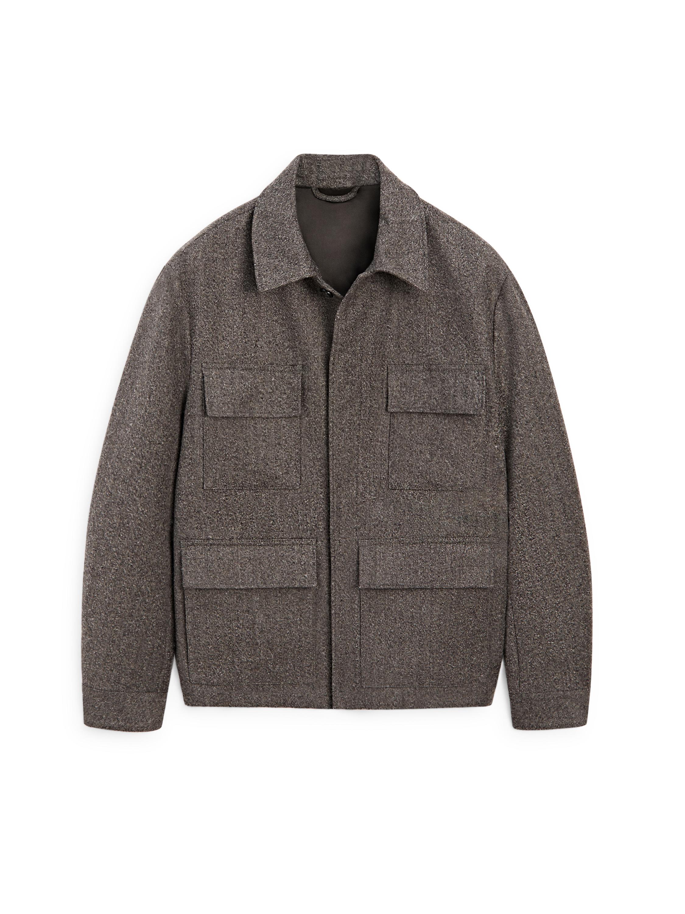 Herringbone wool blend cardigan — MINK