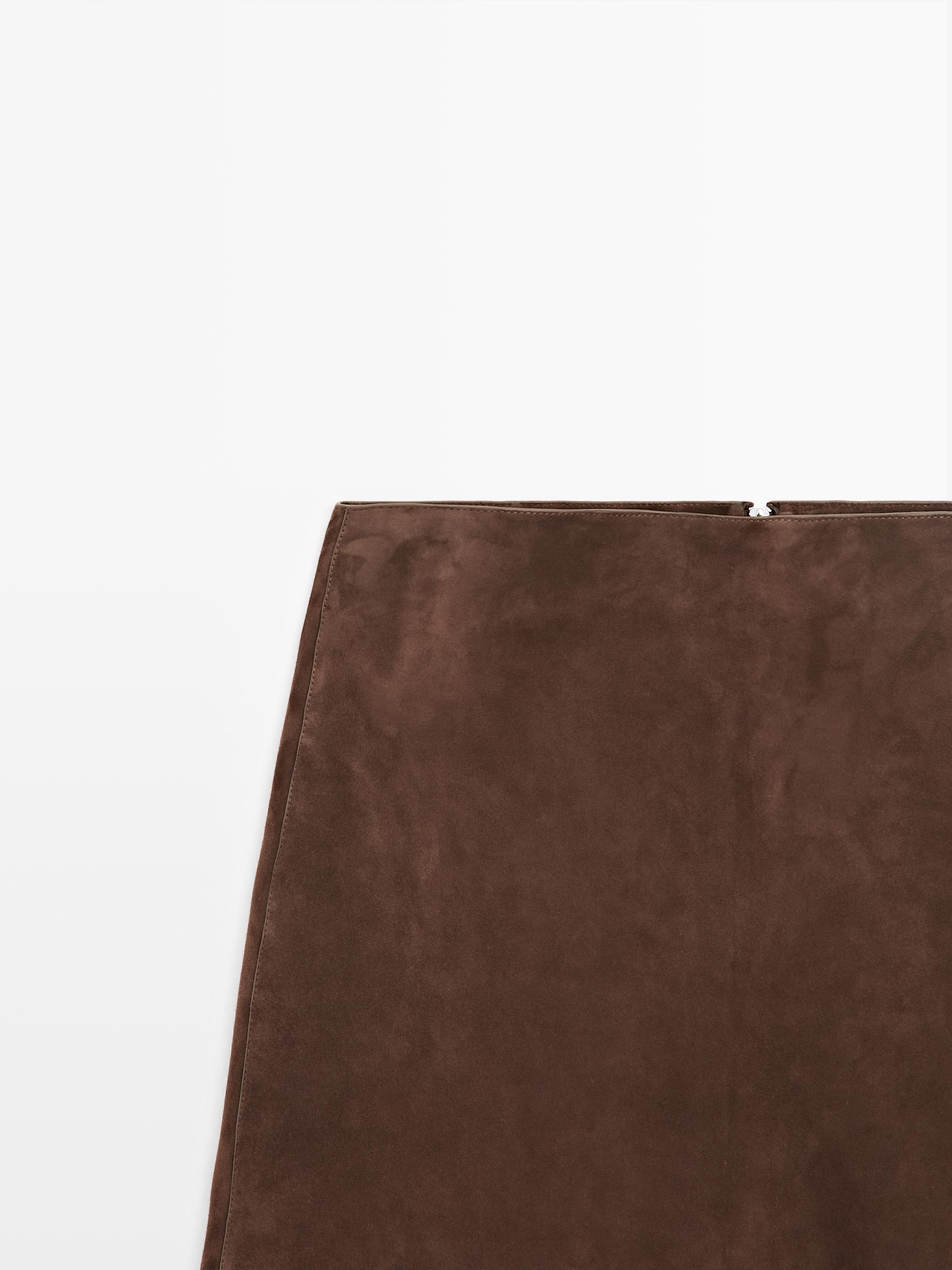 Süet deri mini etek