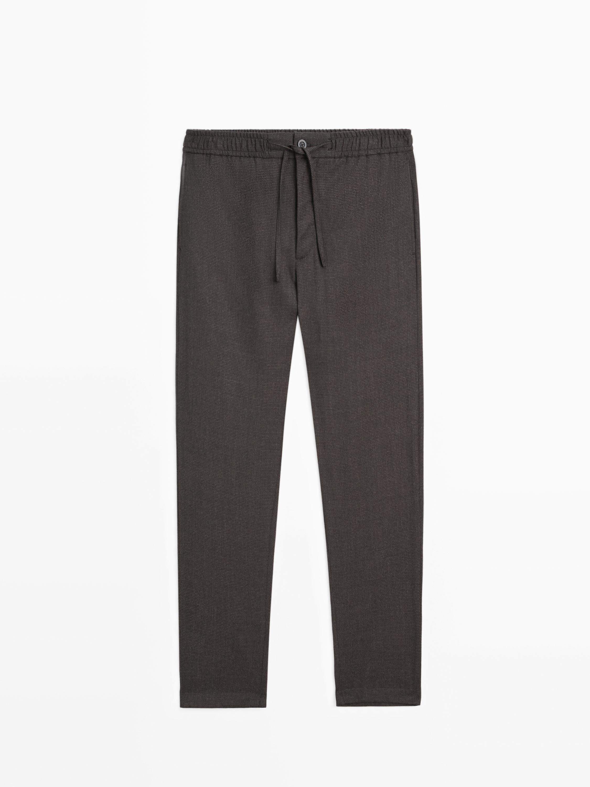 Houndstooth wool blend trousers