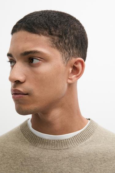Wool blend round neck knit sweater — Washed 8