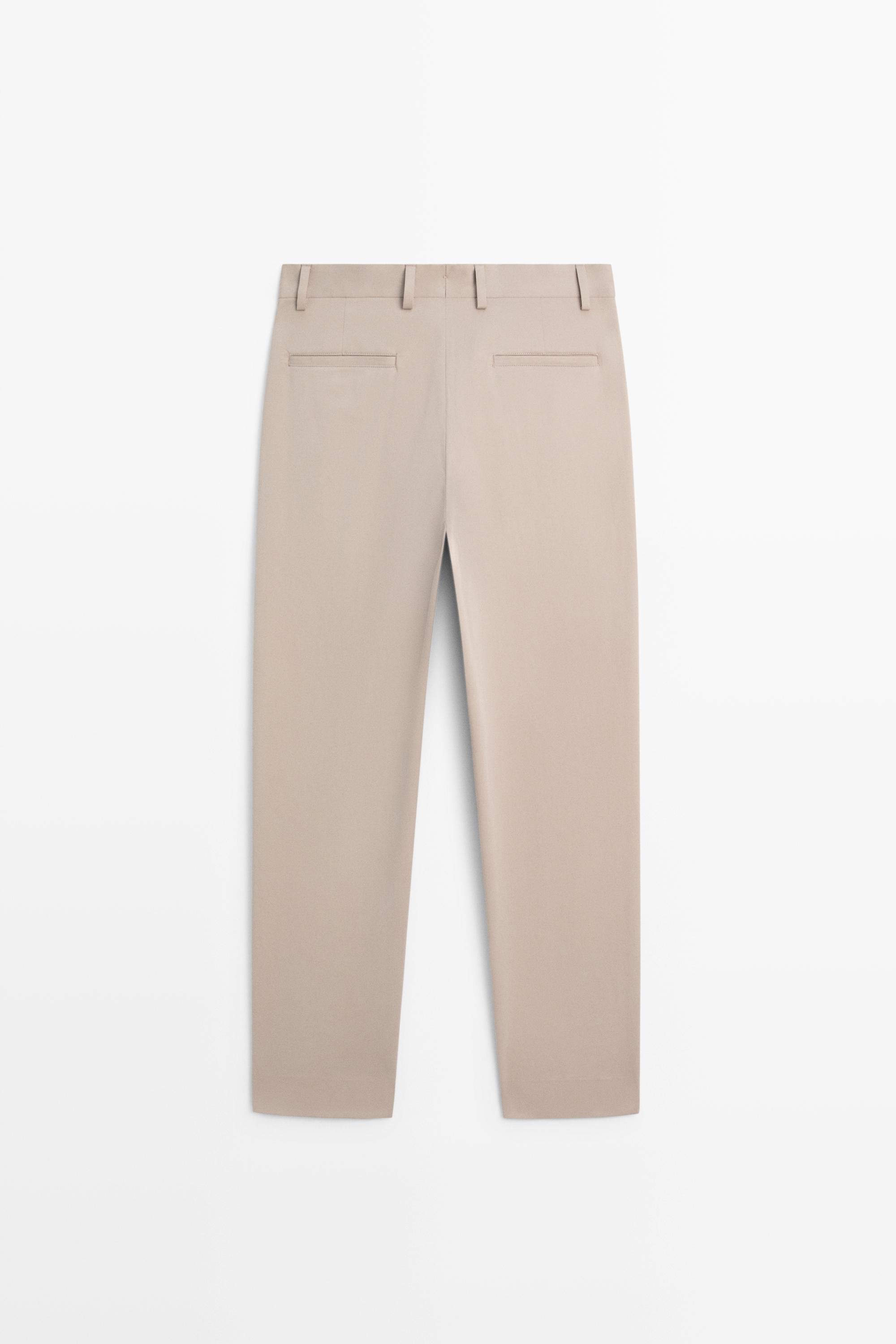 Cotton blend darted pants — TAUPE GREY
