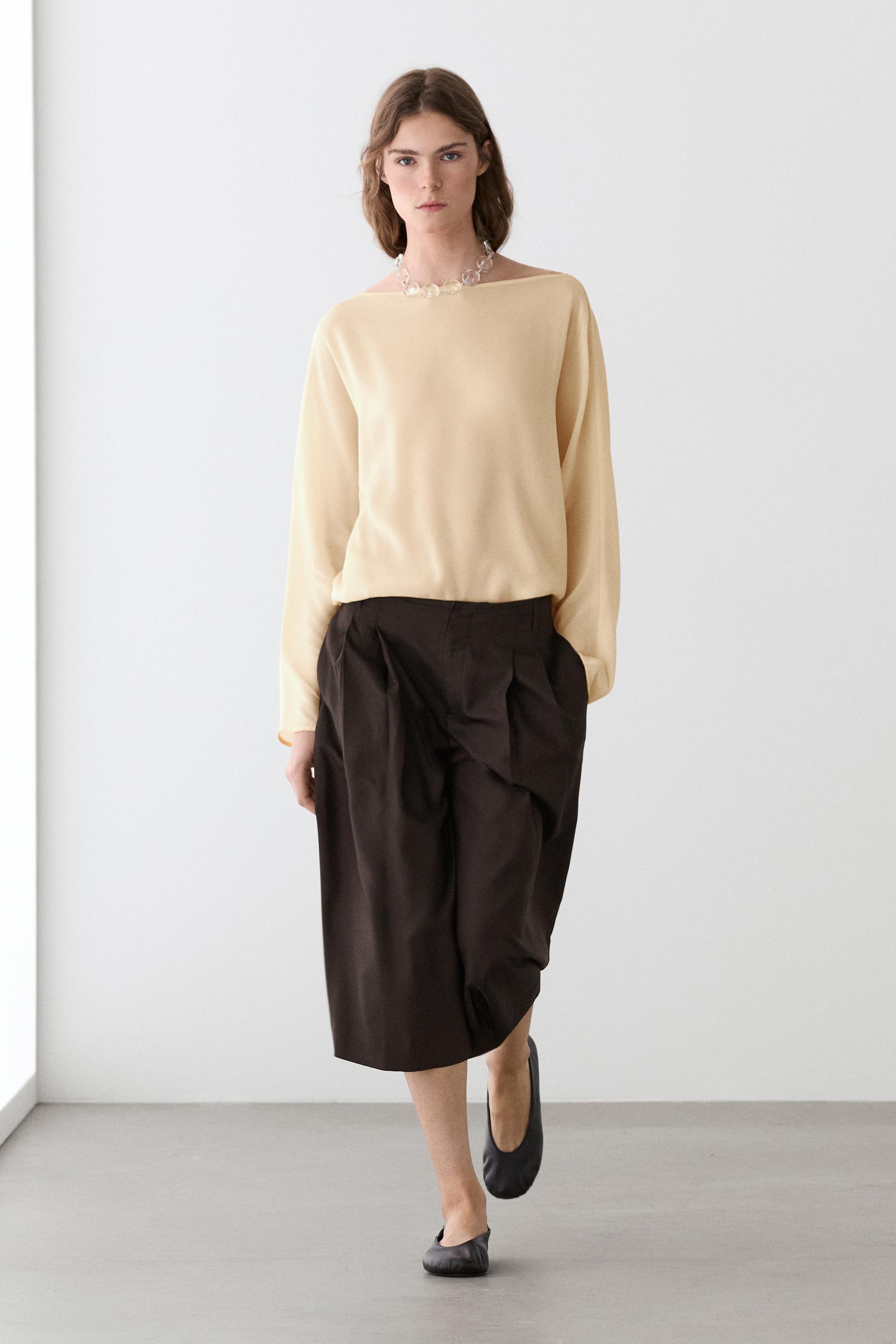 Flowing semi-sheer shirt — Mustard