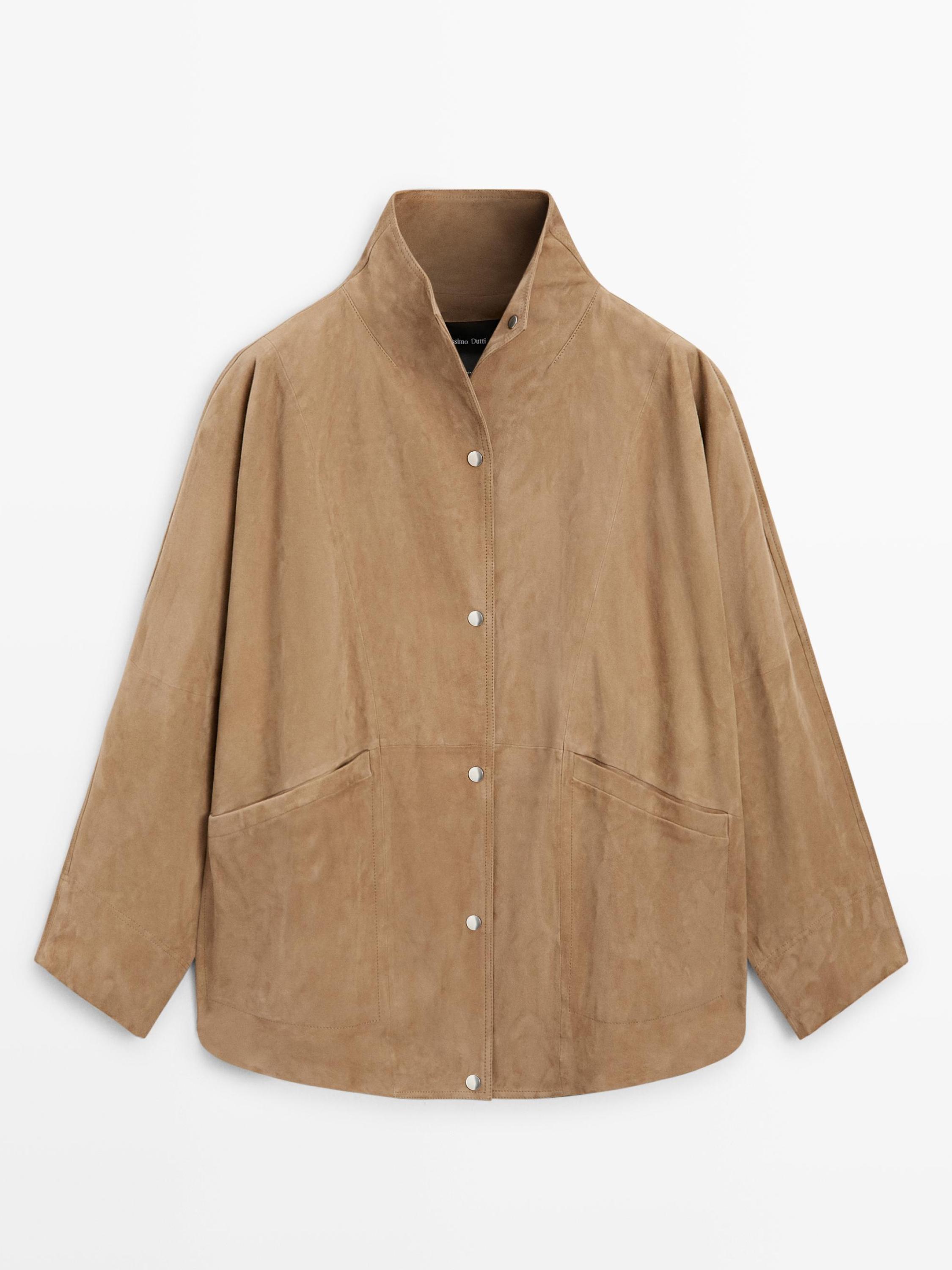 Oversize suede leather jacket — SAND