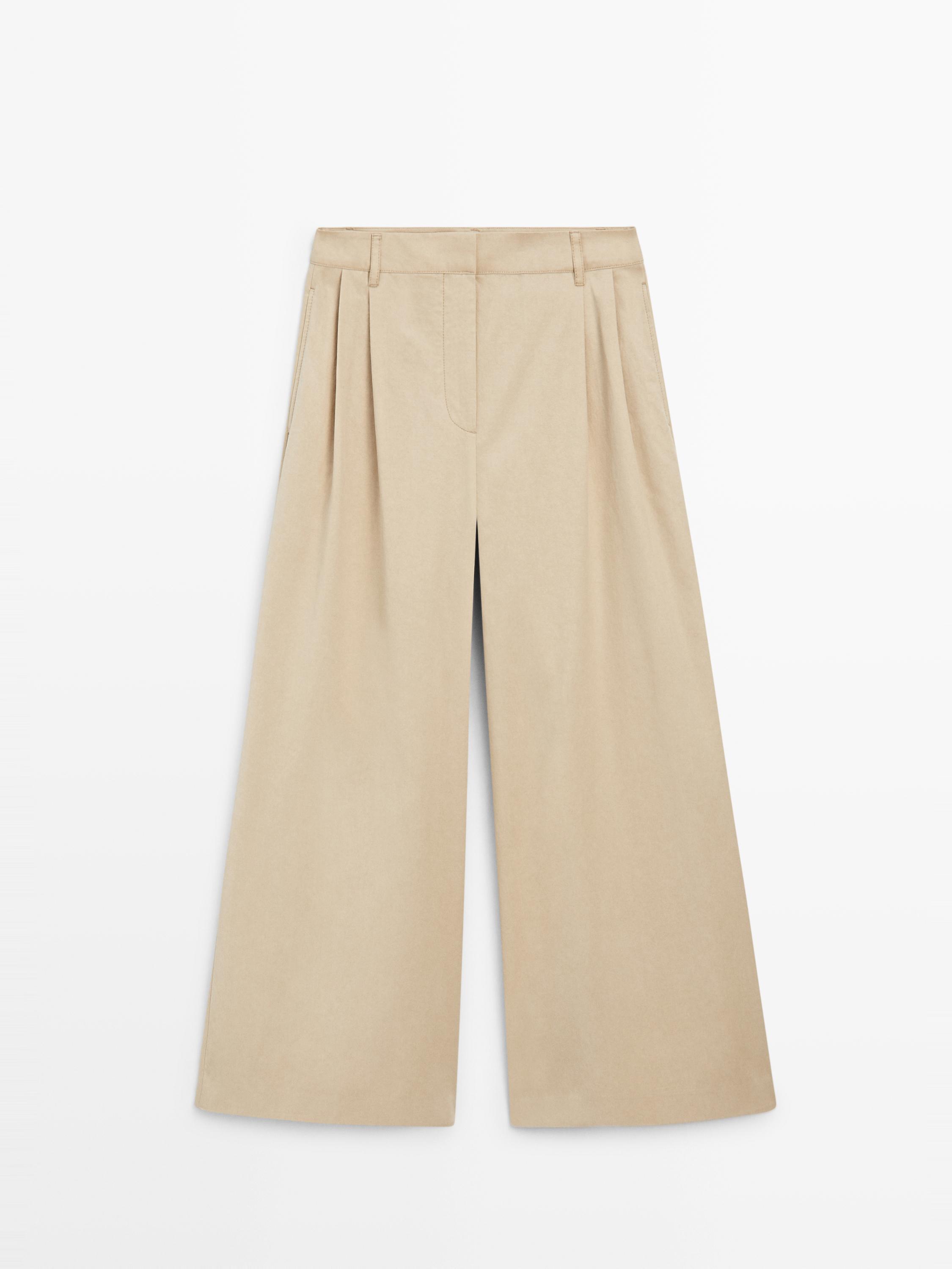 Flowy cropped pants — SAND
