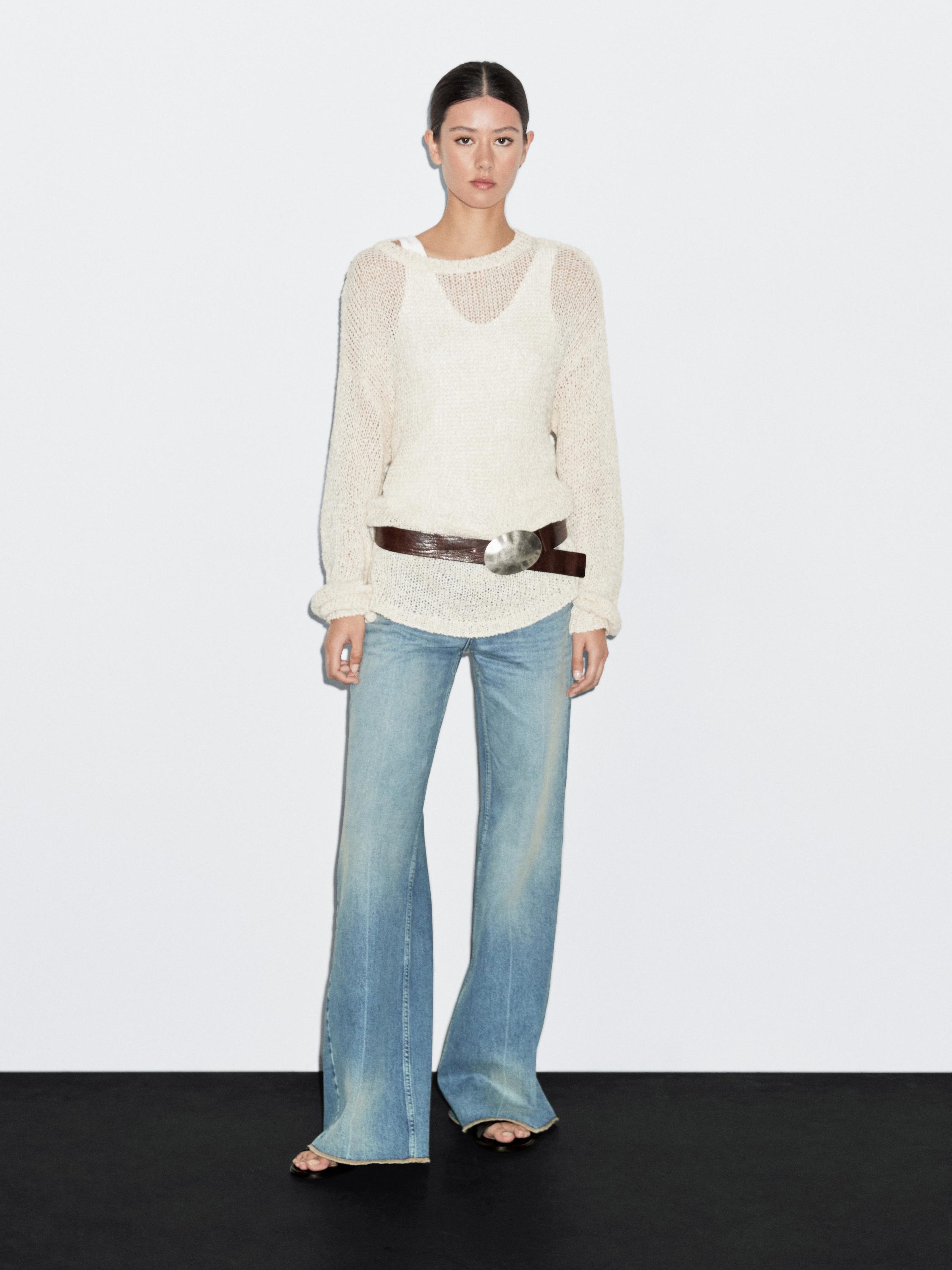 Свитер оверсайз ажурной вязки