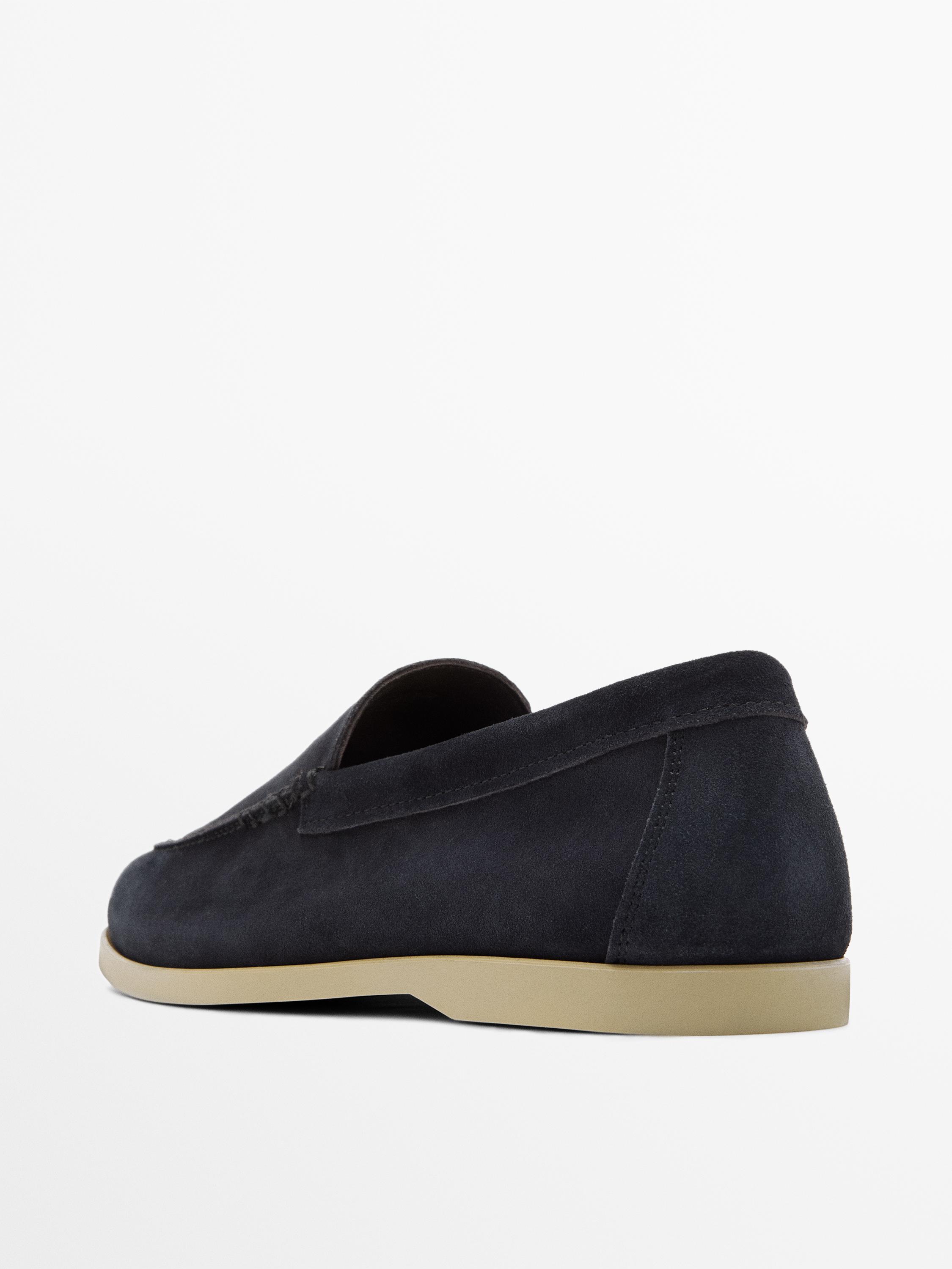 Soft split leather loafers — Dark blue