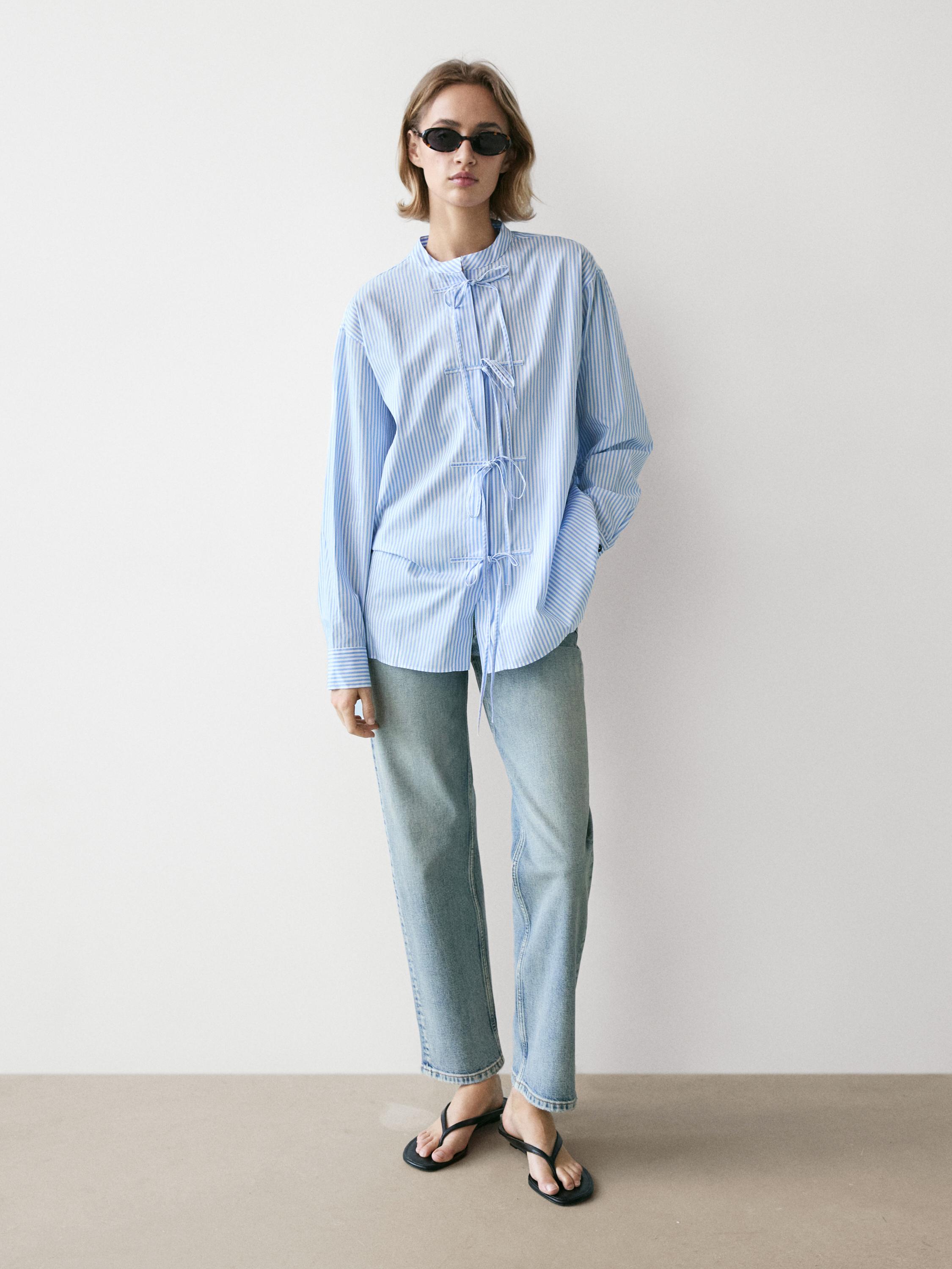 High-waist barrel fit jeans — Light Blue