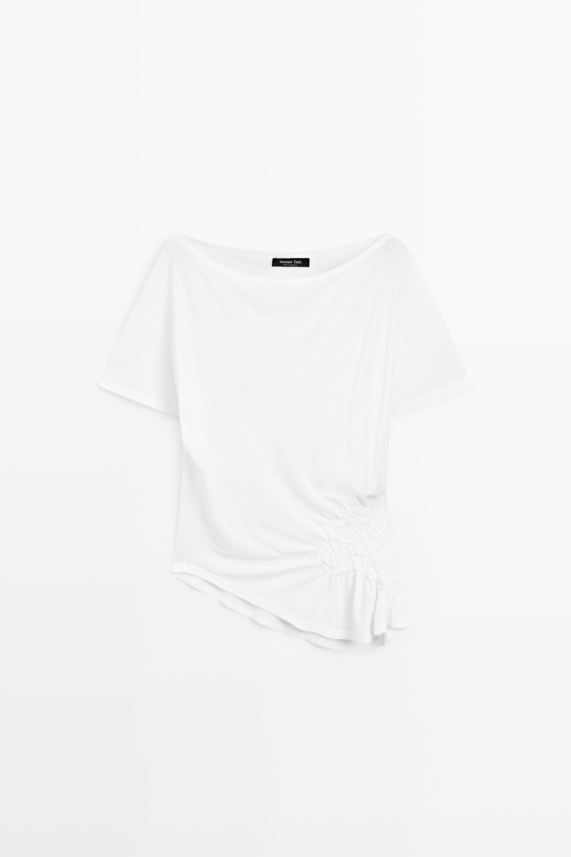 Asymmetric top with embroidered detail — Off white