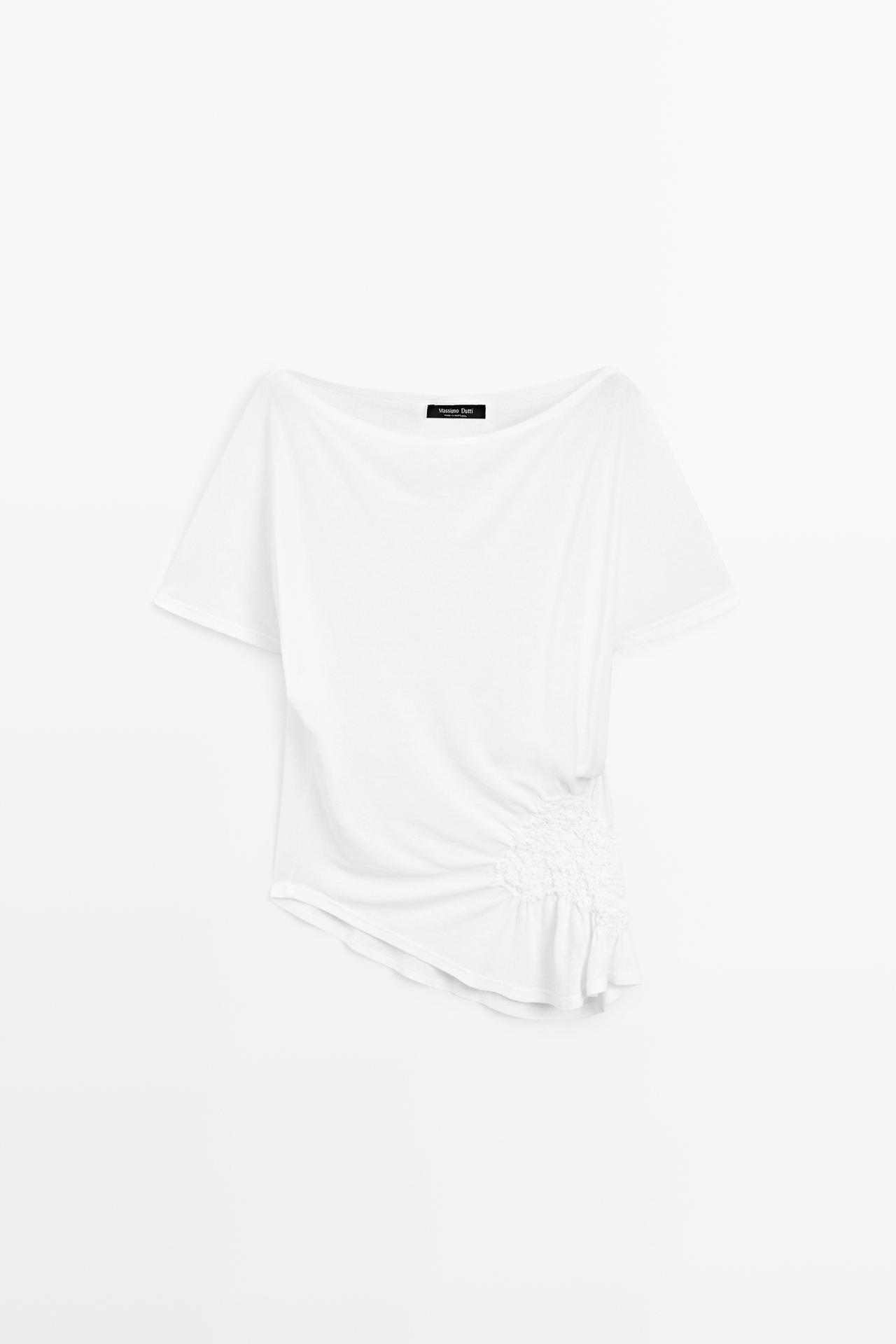 Asymmetric top with embroidered detail — Off white
