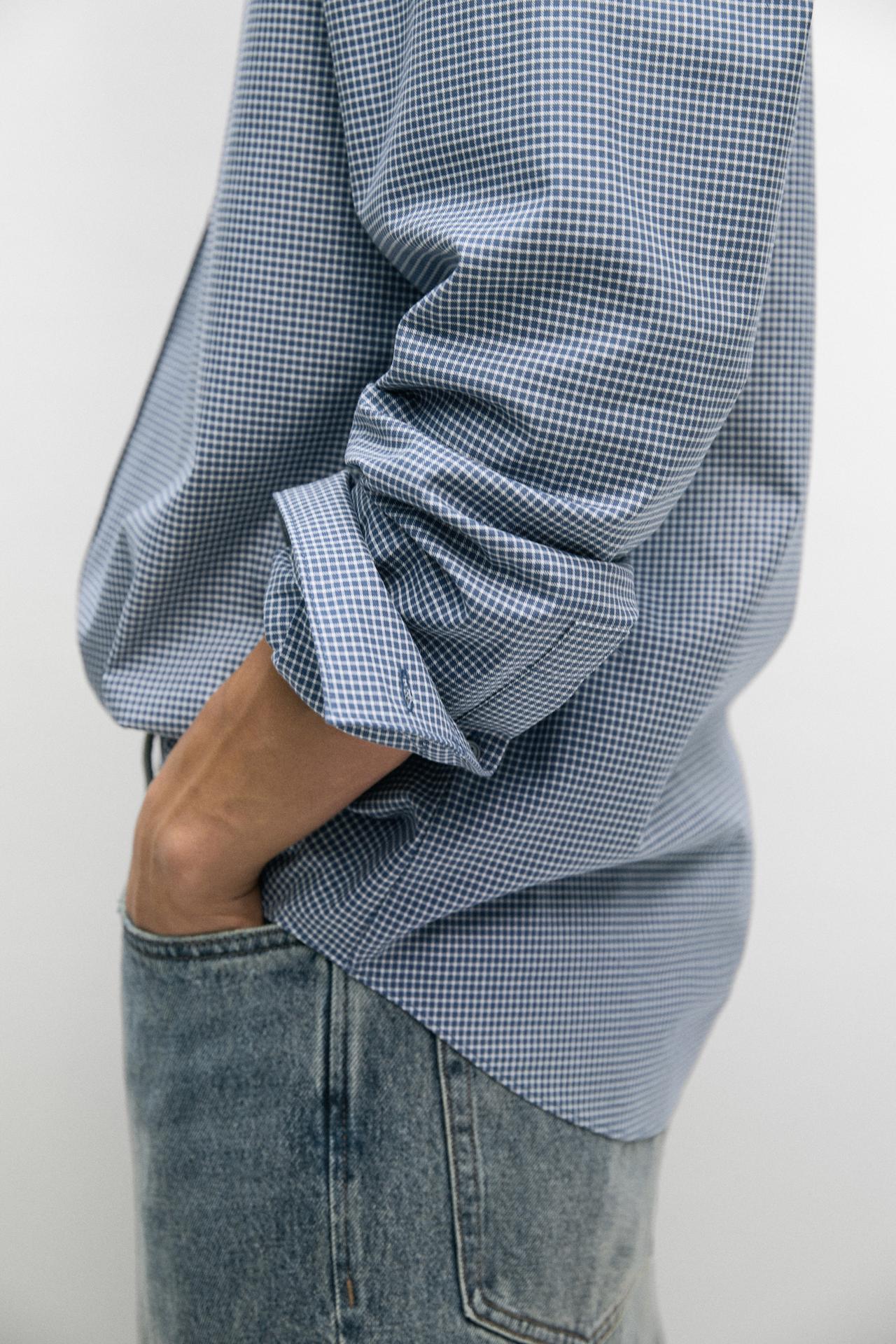 Regular fit micro-check shirt — DEEP BLUE