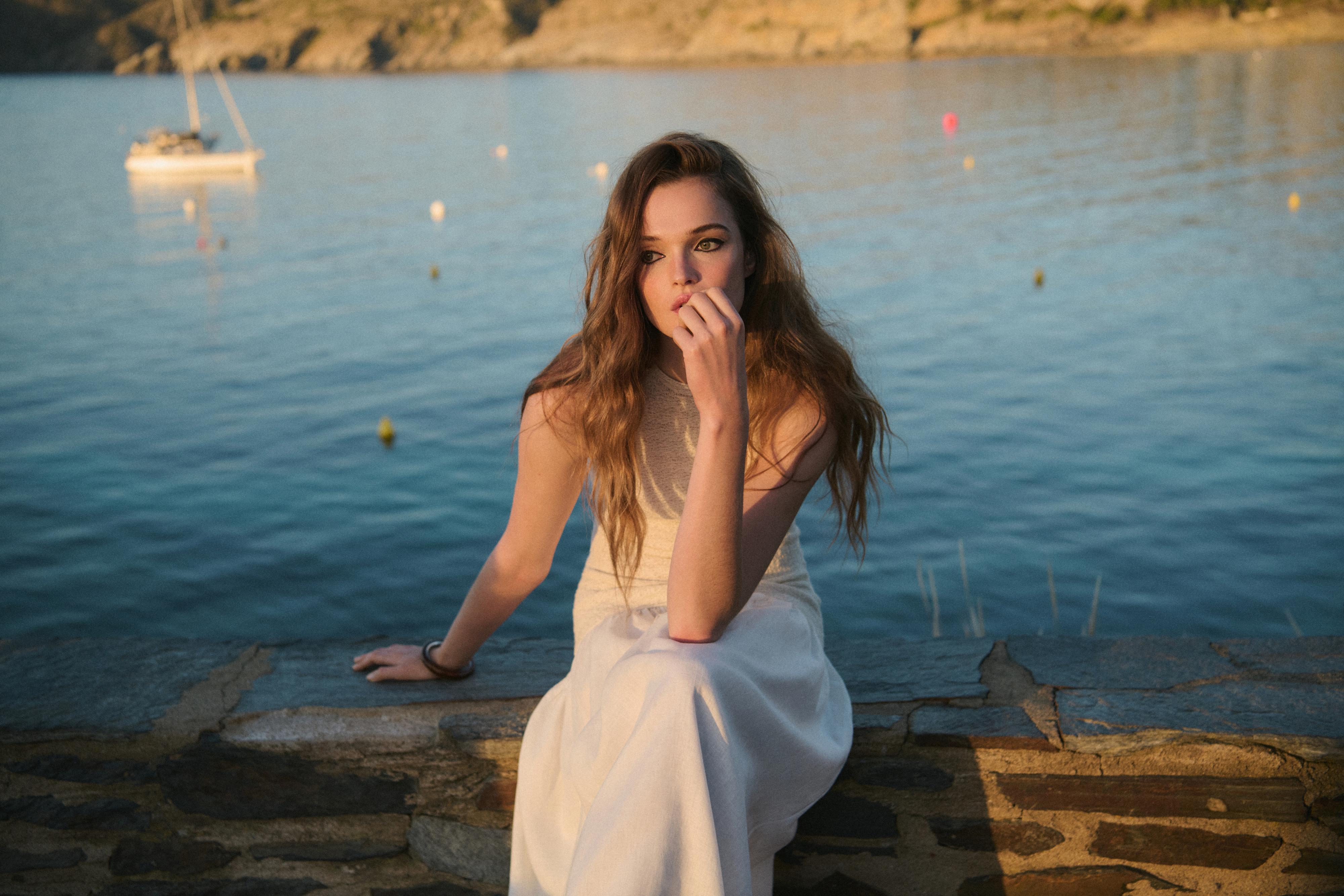 Combined halter midi dress — CREAM