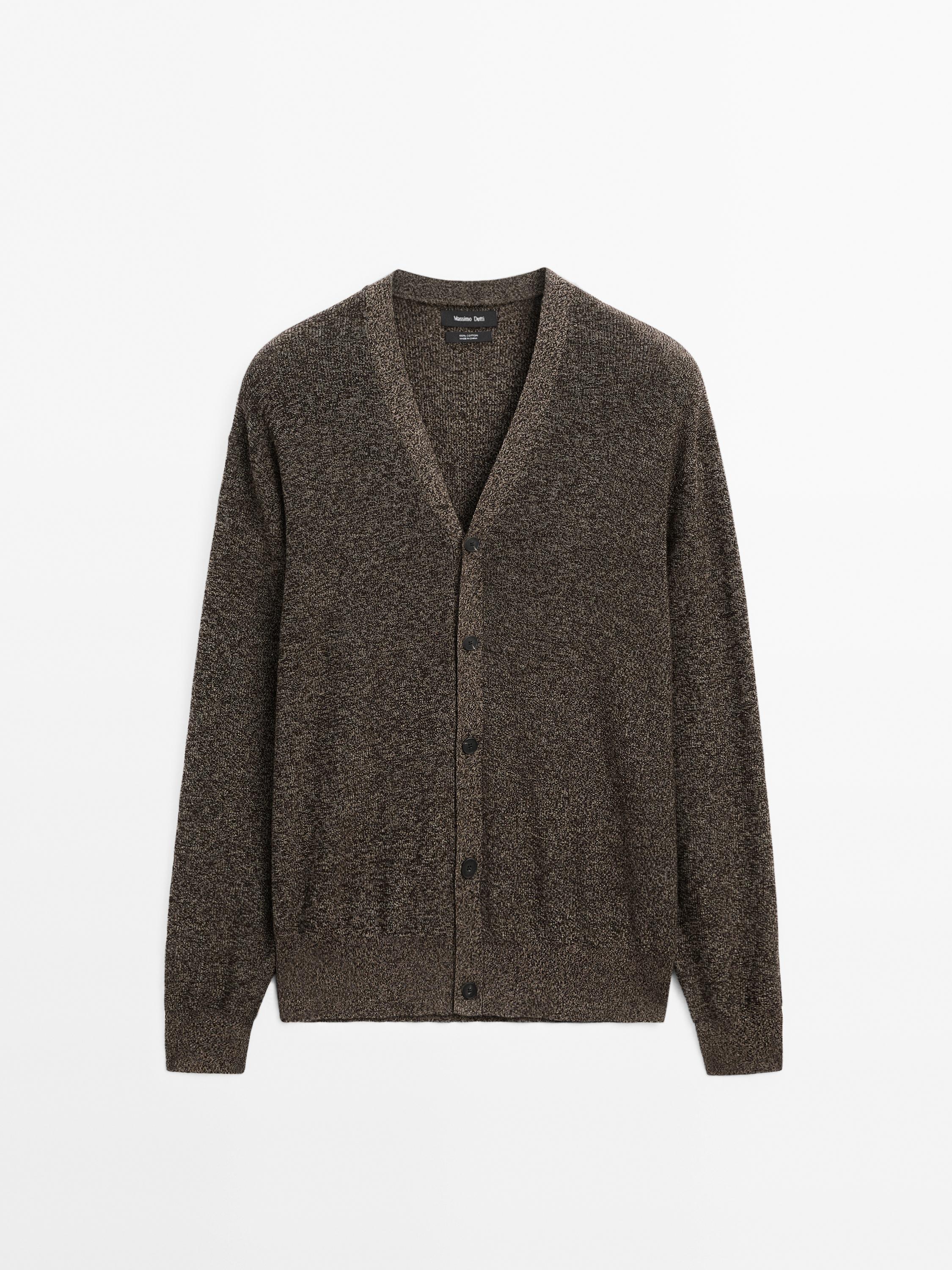 100% cotton mouliné knit cardigan