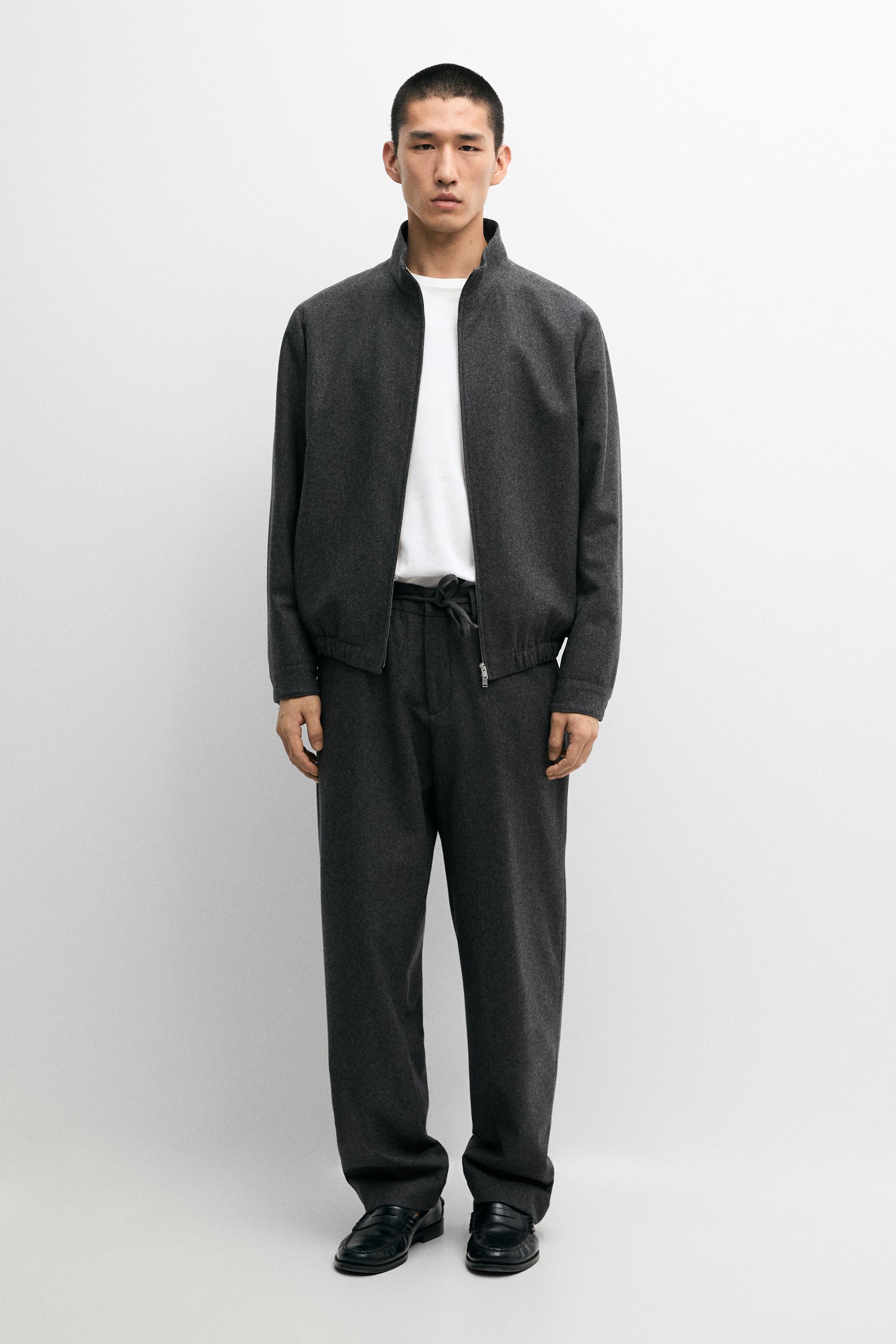 Wool blend flannel trousers — GREY