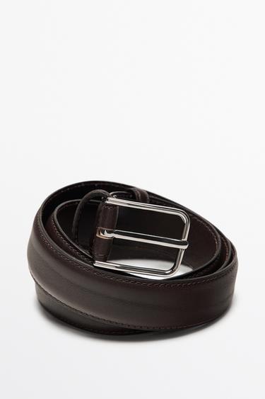 Nappa leather belt with double keeper — BROWN 4