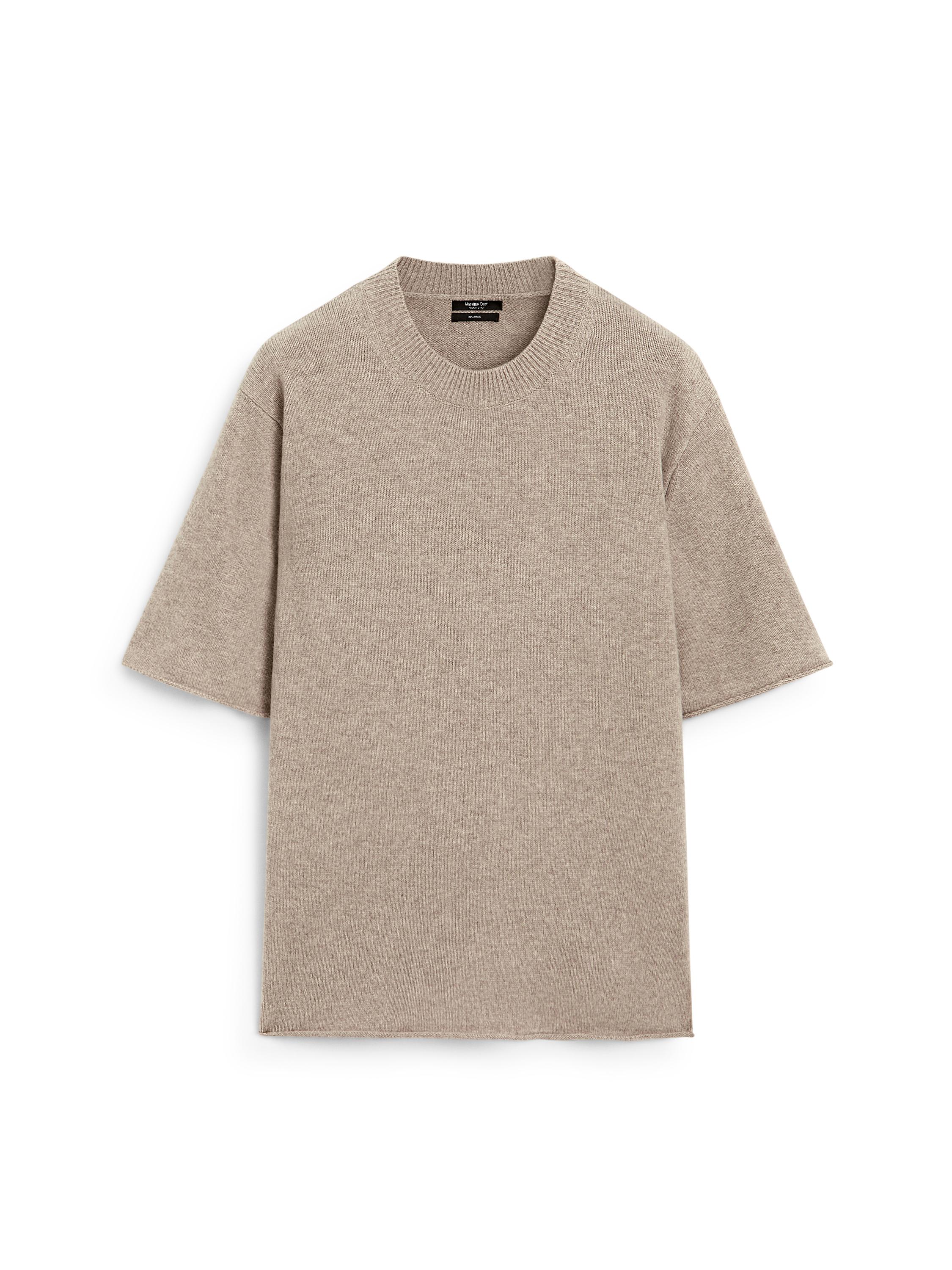 Oversize wool sweater with short sleeves — MOLE BROWN