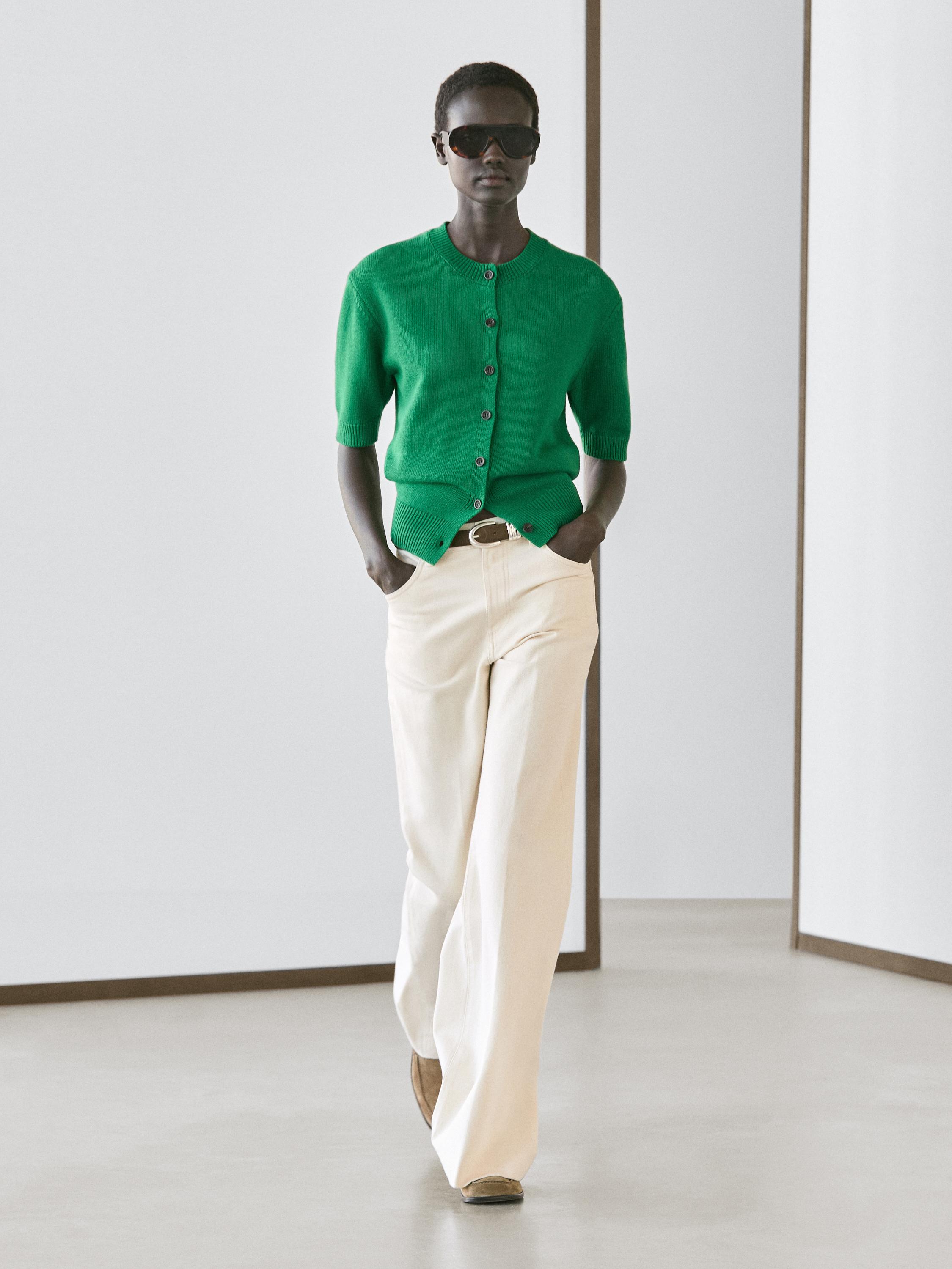 Tricot vest van wolmix met korte mouw