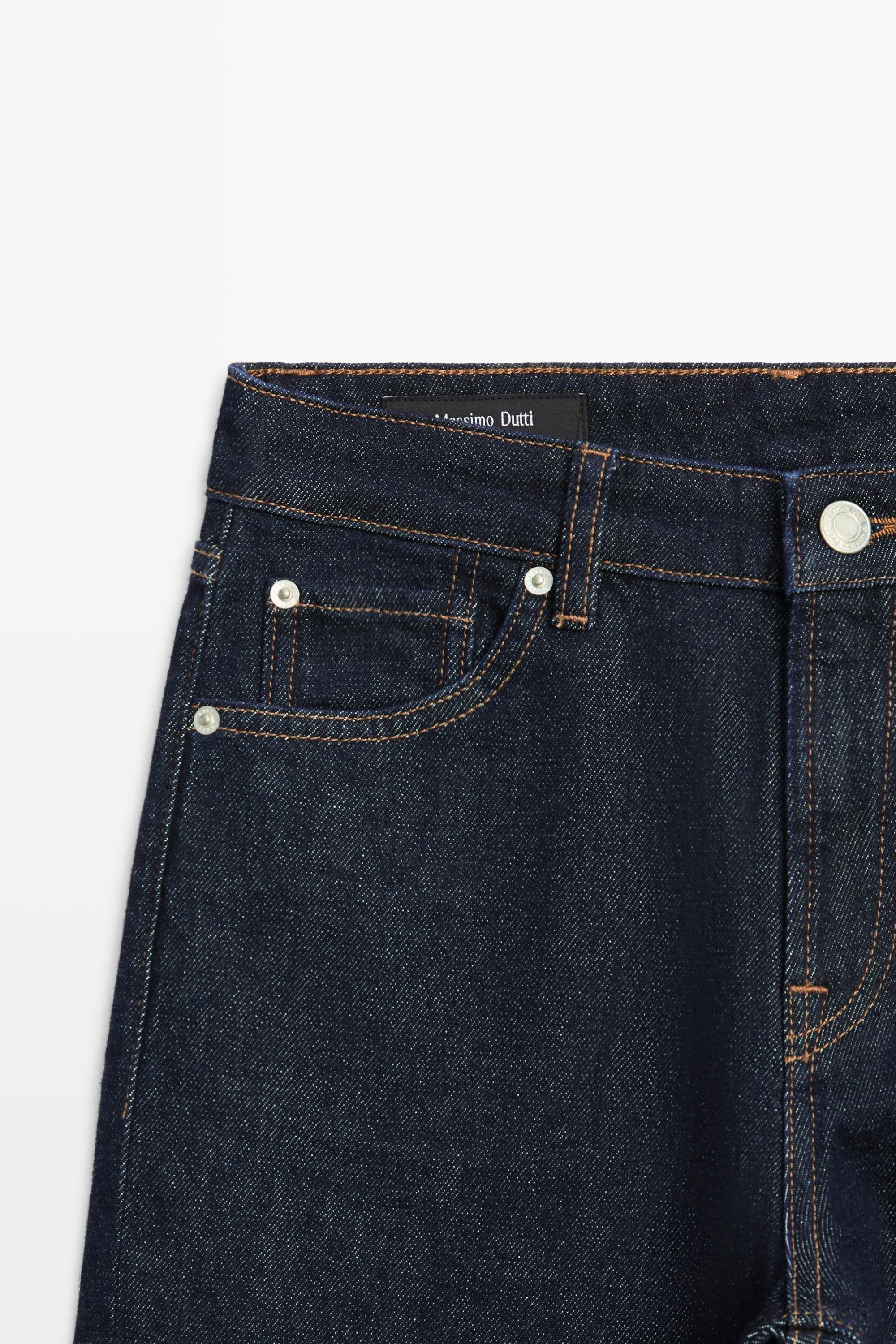 High-waist cropped straight-leg jeans — DARK BLUE