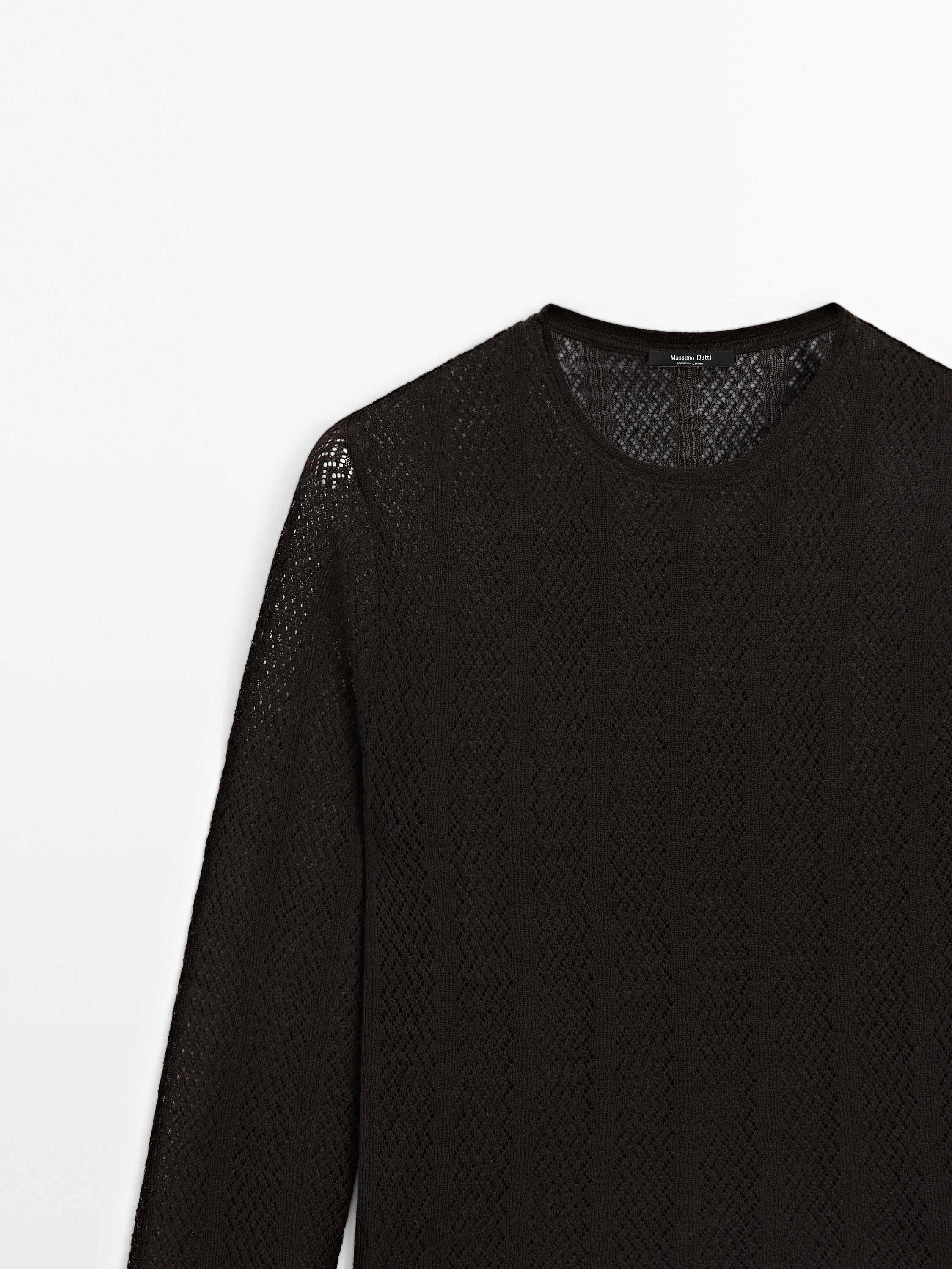 Cutwork wool blend sweater