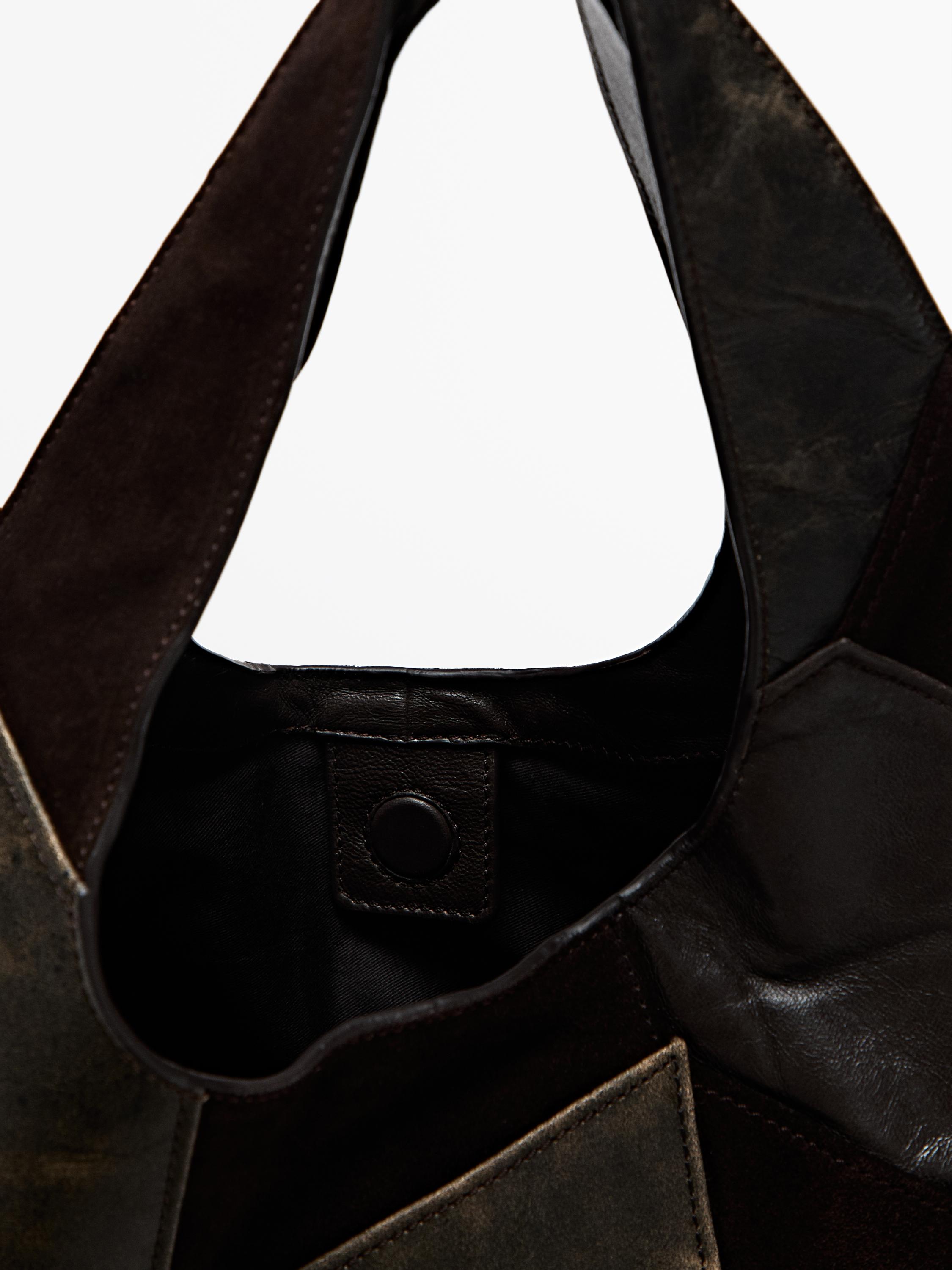 Middelgrote leren patchwork tas