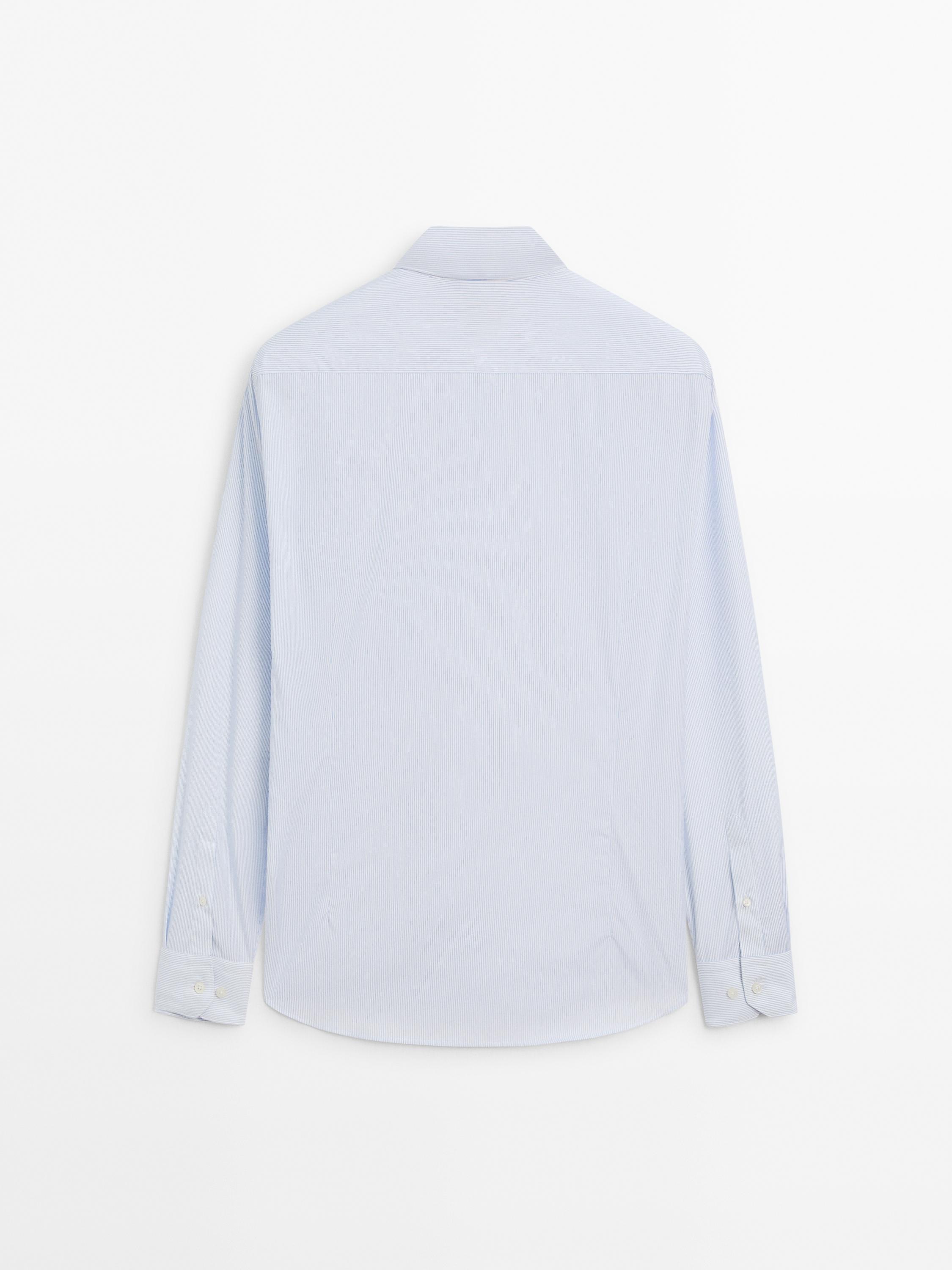 Slim fit striped 100% cotton shirt