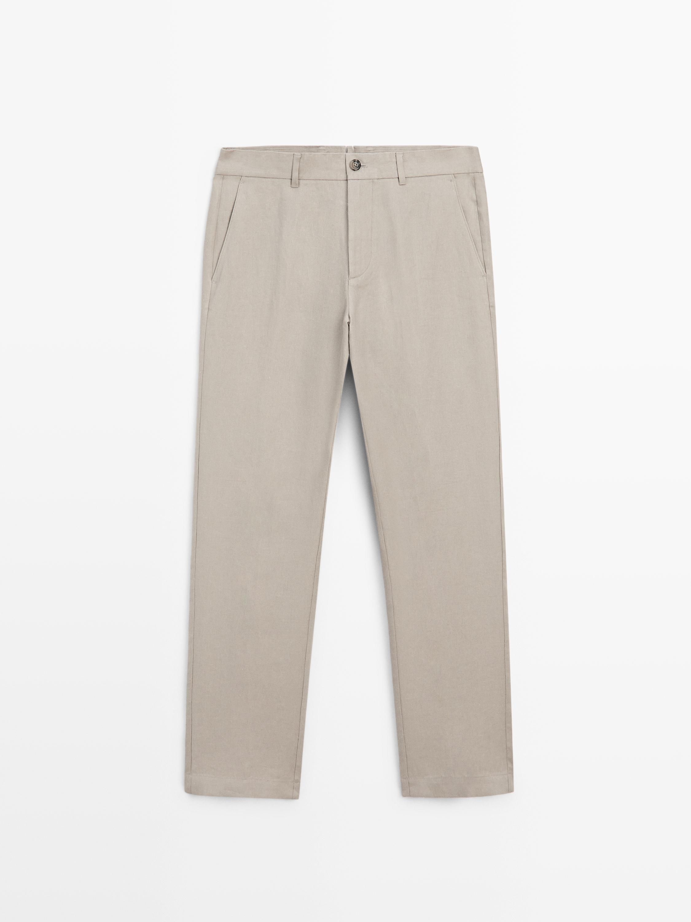 Tapered fit linen trousers