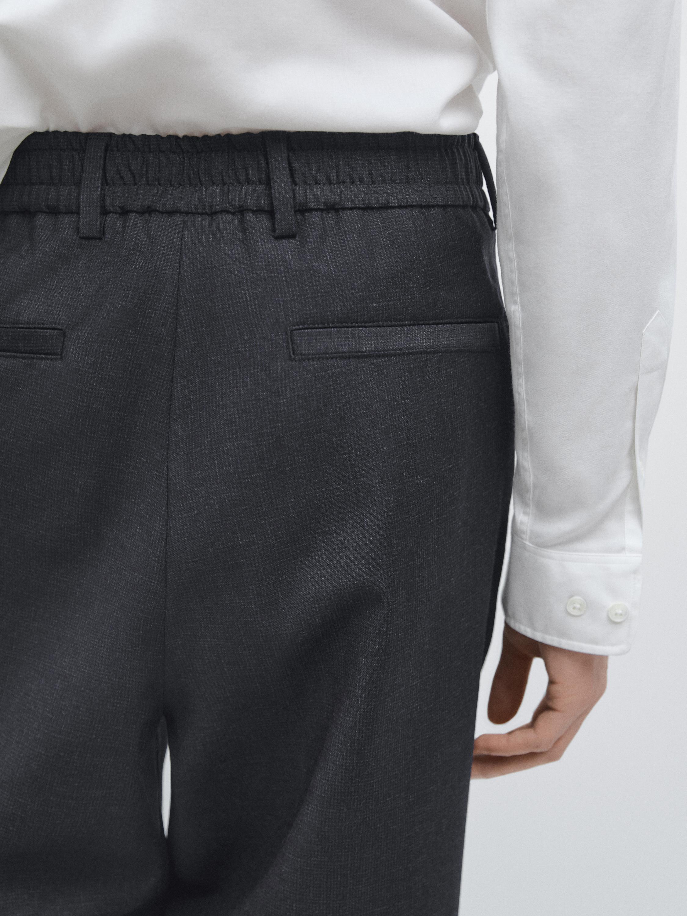 Wool houndstooth trousers — NAVY BLUE