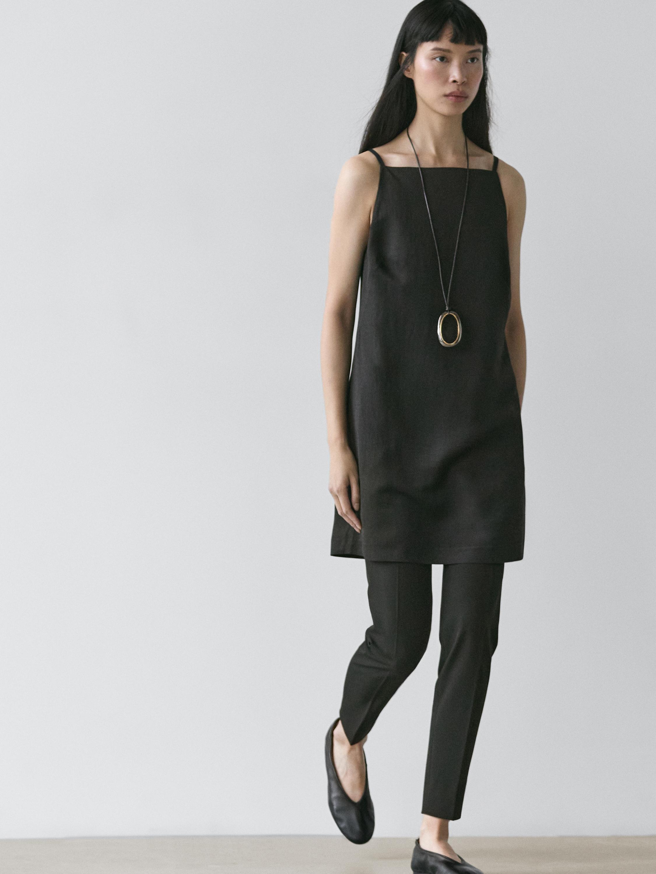 Thin strap mini dress — BLACK