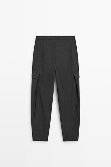 Flannel cargo pants with darts — ANTHRACITE GREY 6