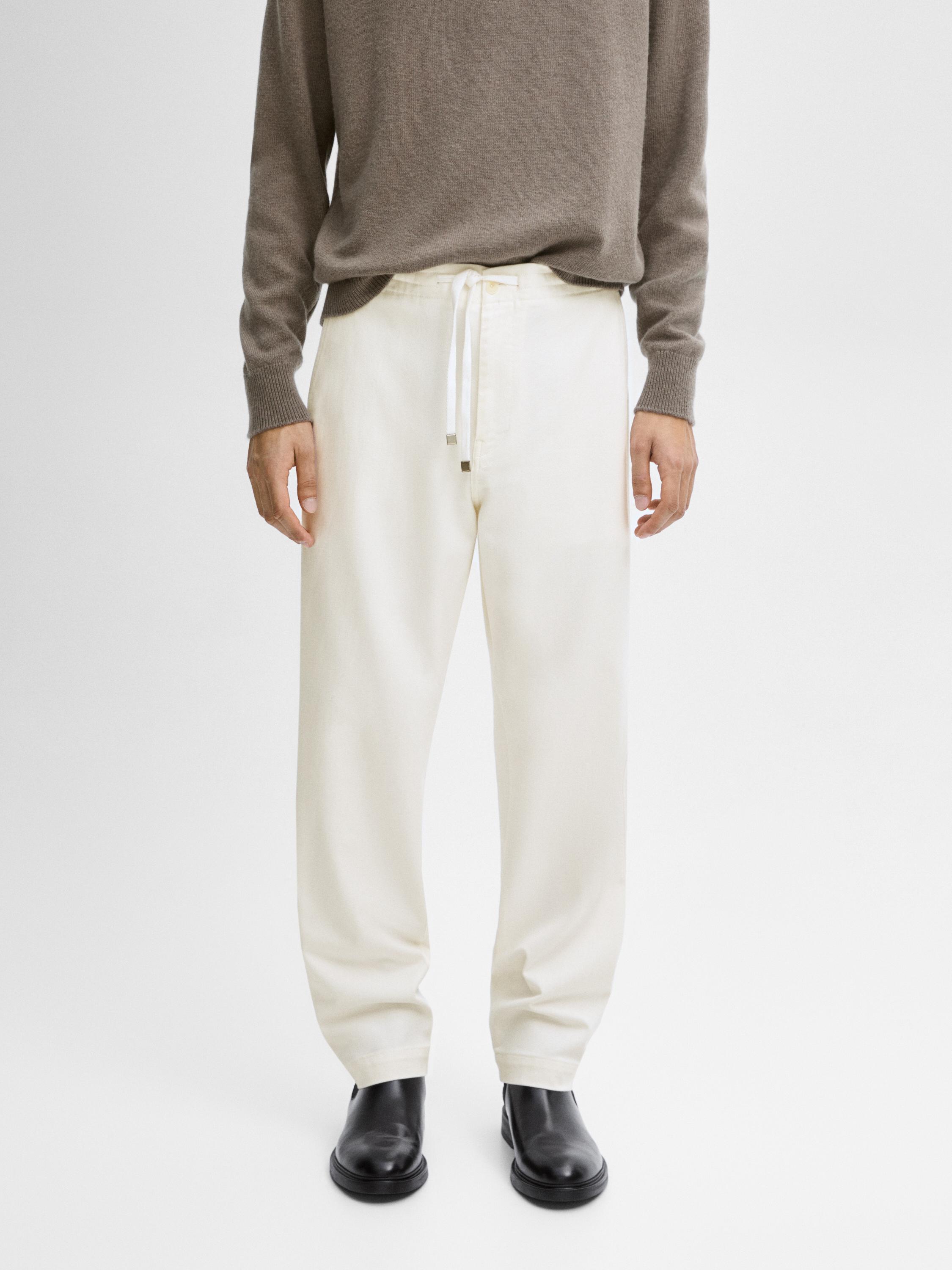 Pantalon jogger en coton melange Cru Noir Habille Massimo Dutti