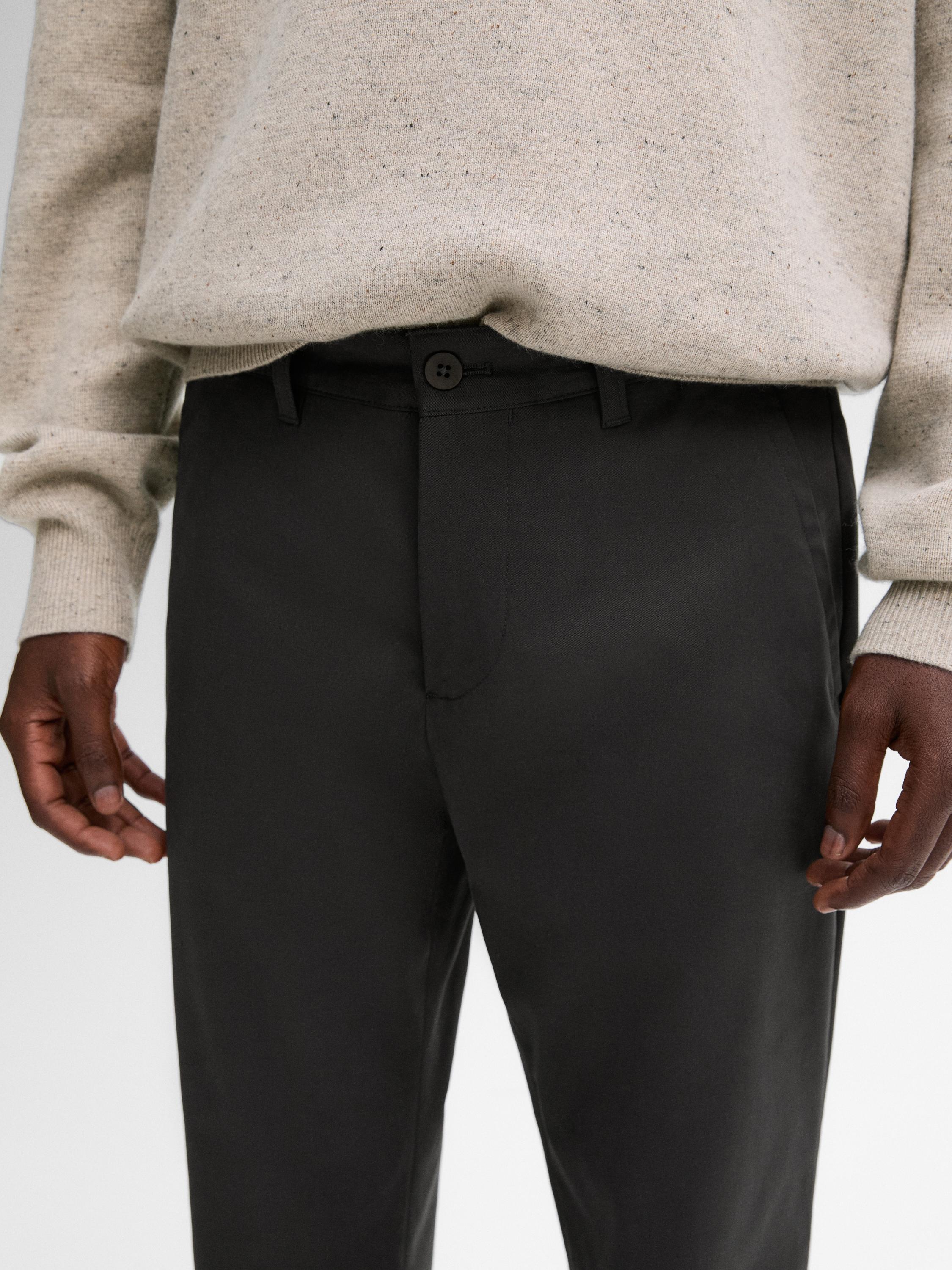 Cotton blend slim fit trousers