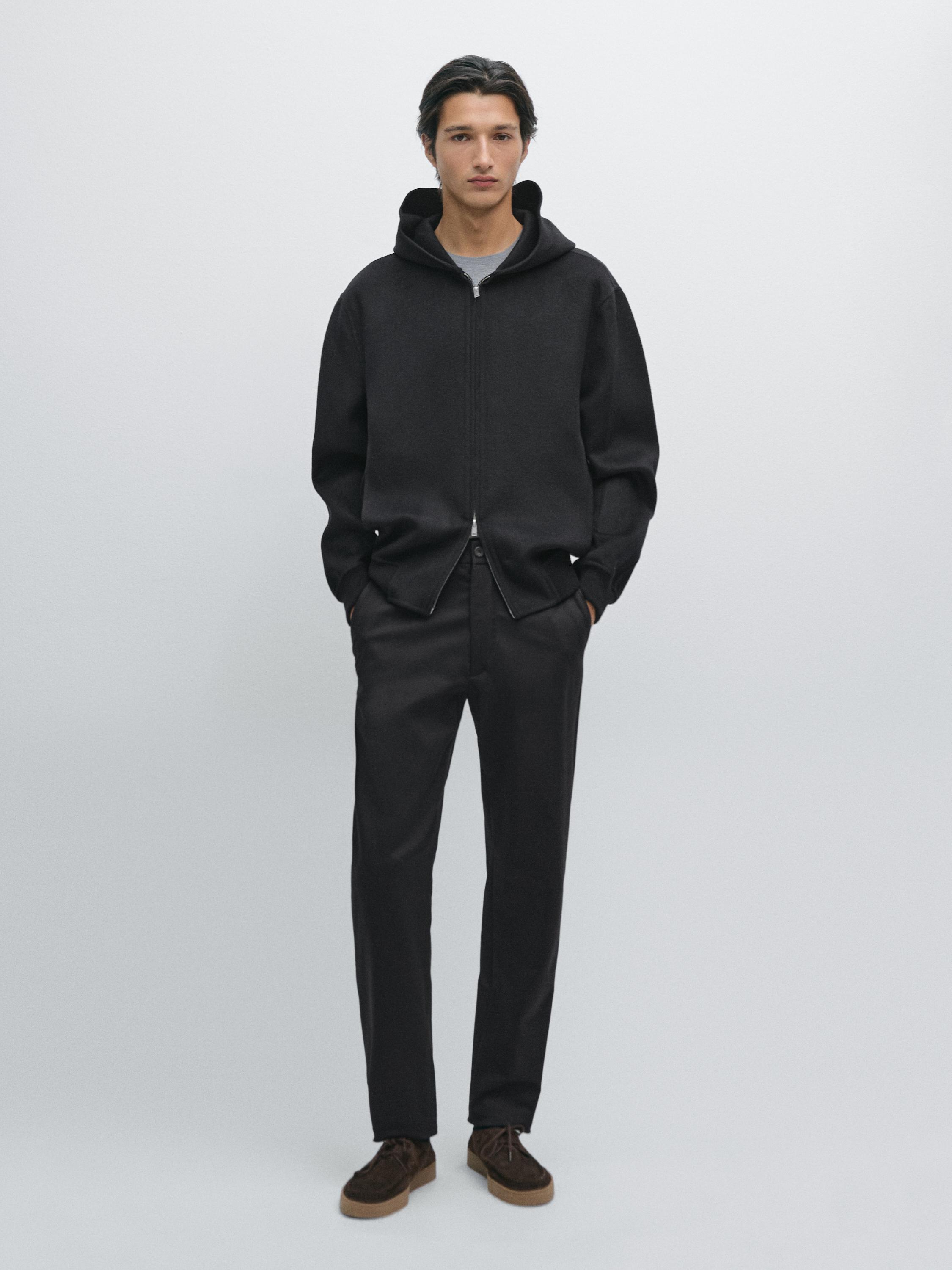 Pantalón slim fit mestura algodón