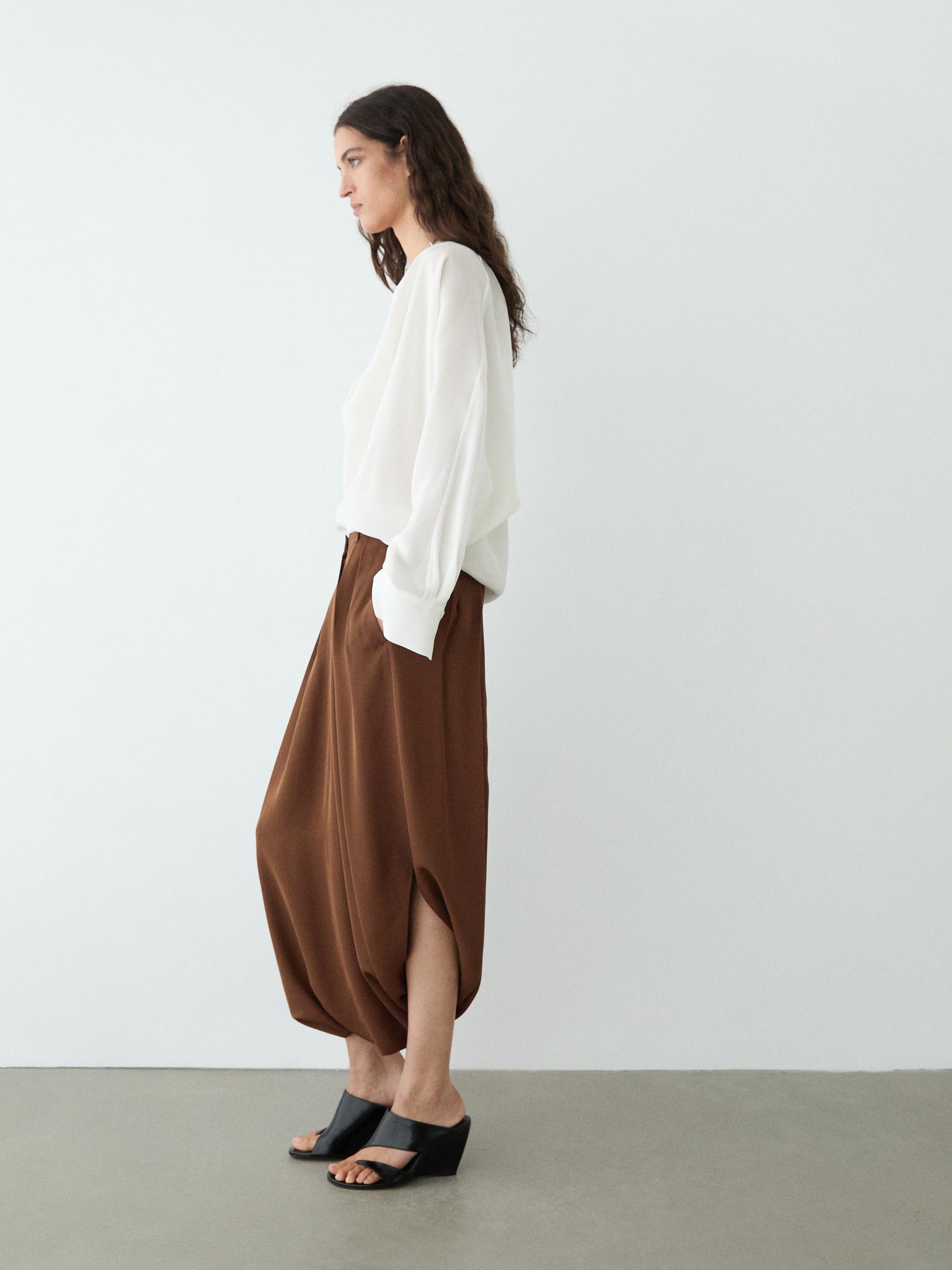 Flowing pleated skort — Washed