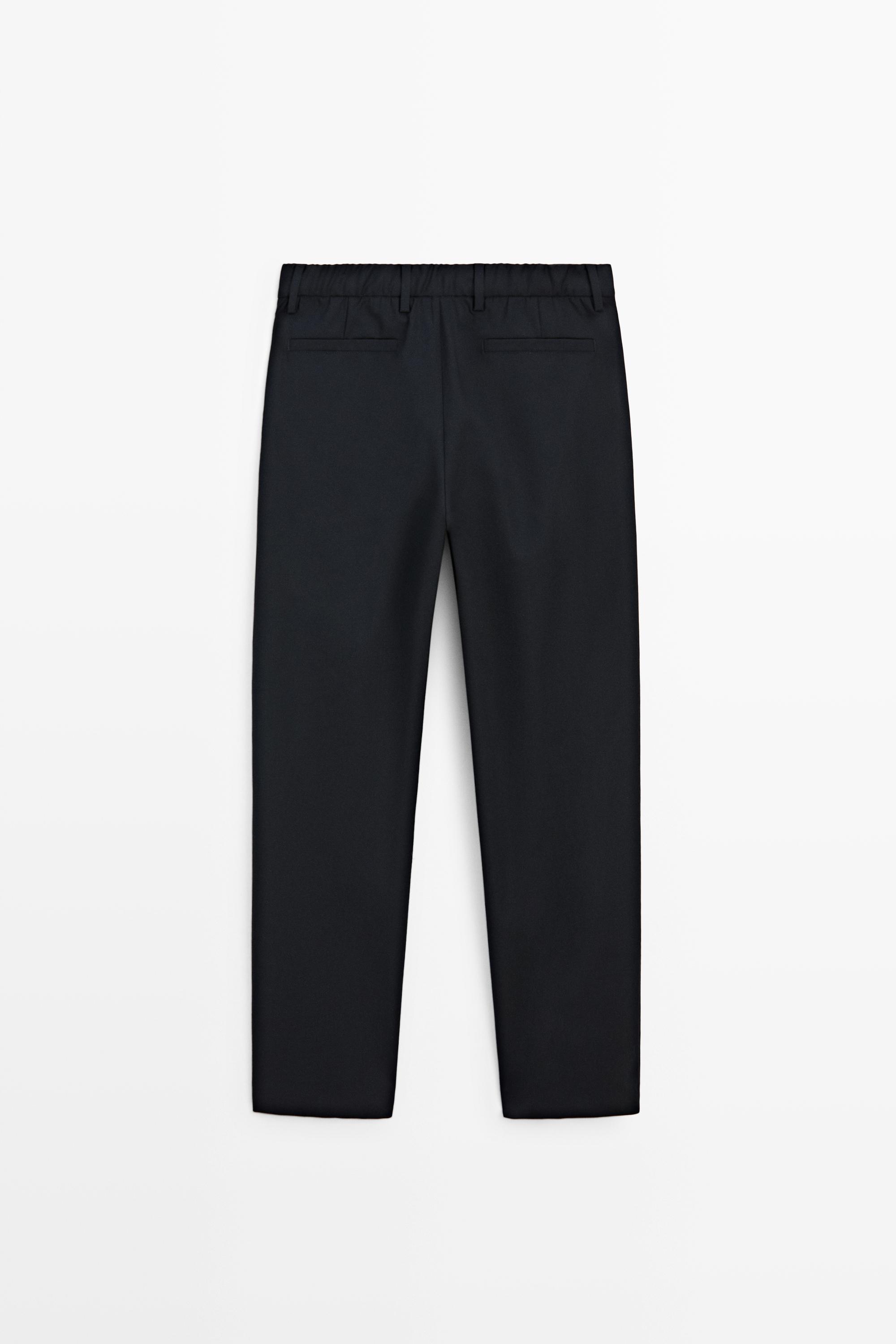 100% cool wool textured pants — DEEP BLUE