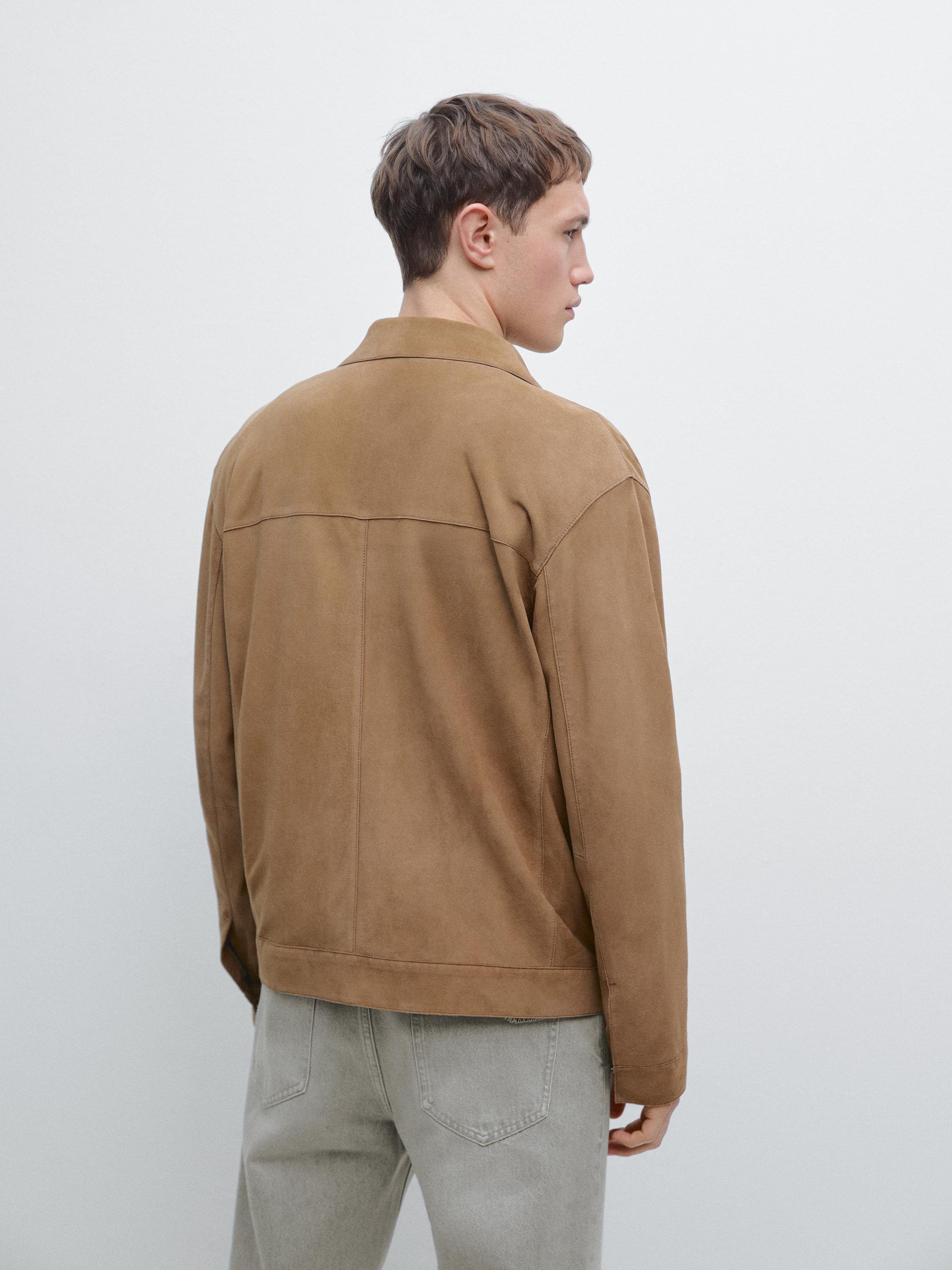 Suede leather jacket with pocket detail — MINK