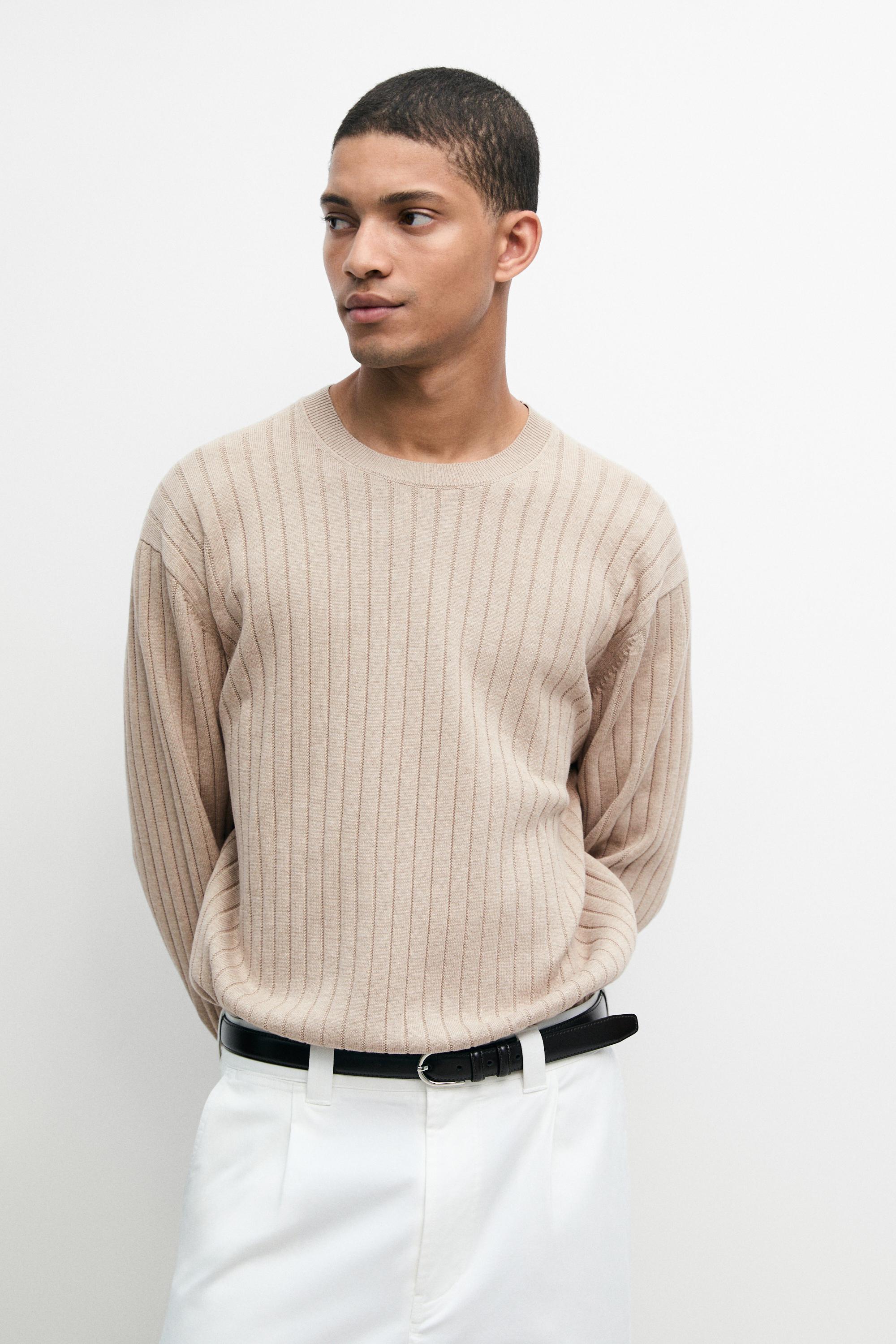 100% cotton ribbed knit sweater — GREENISH