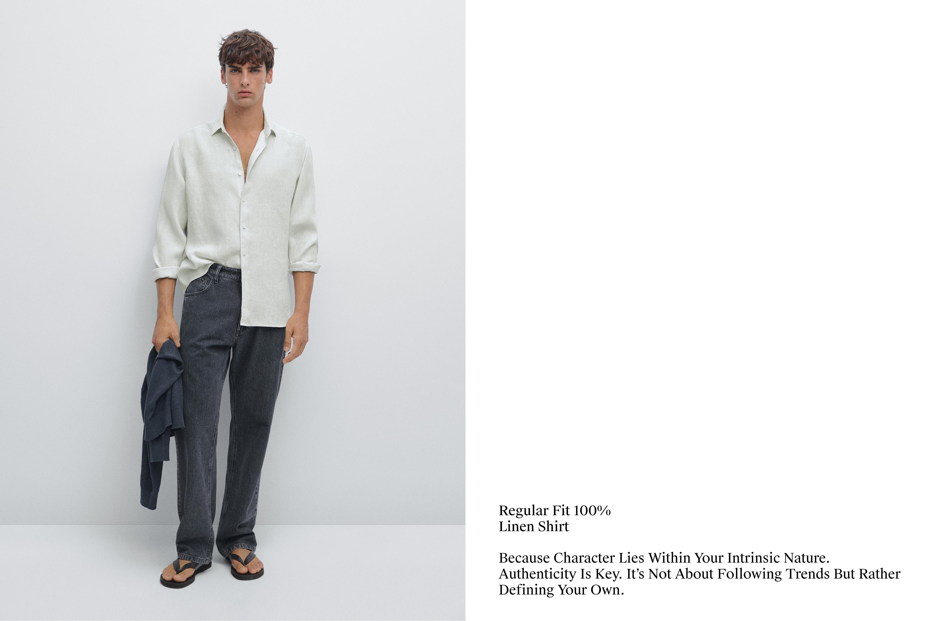 Regular fit 100% linen shirt