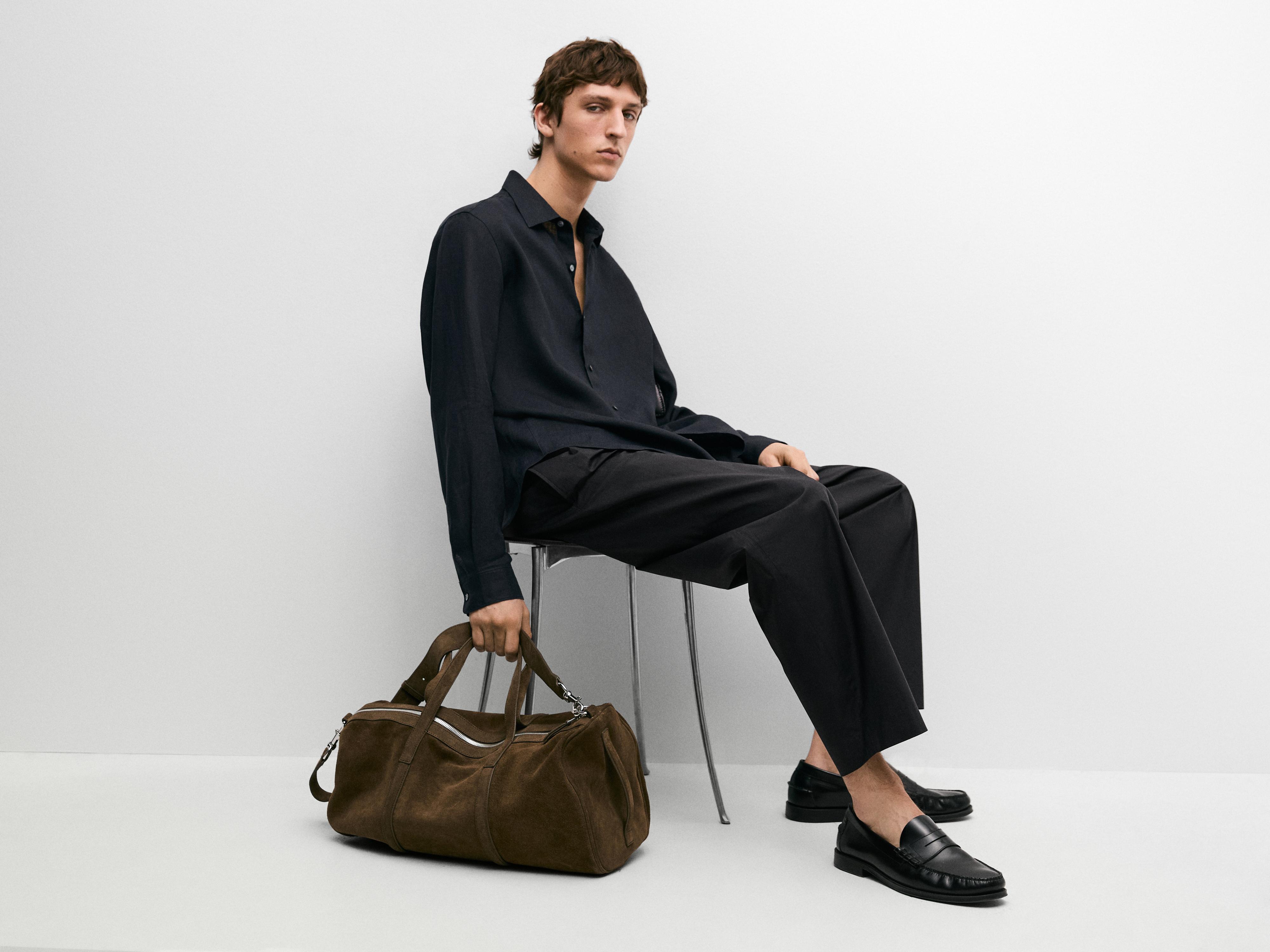 Extra fine regular fit linen shirt — NAVY BLUE
