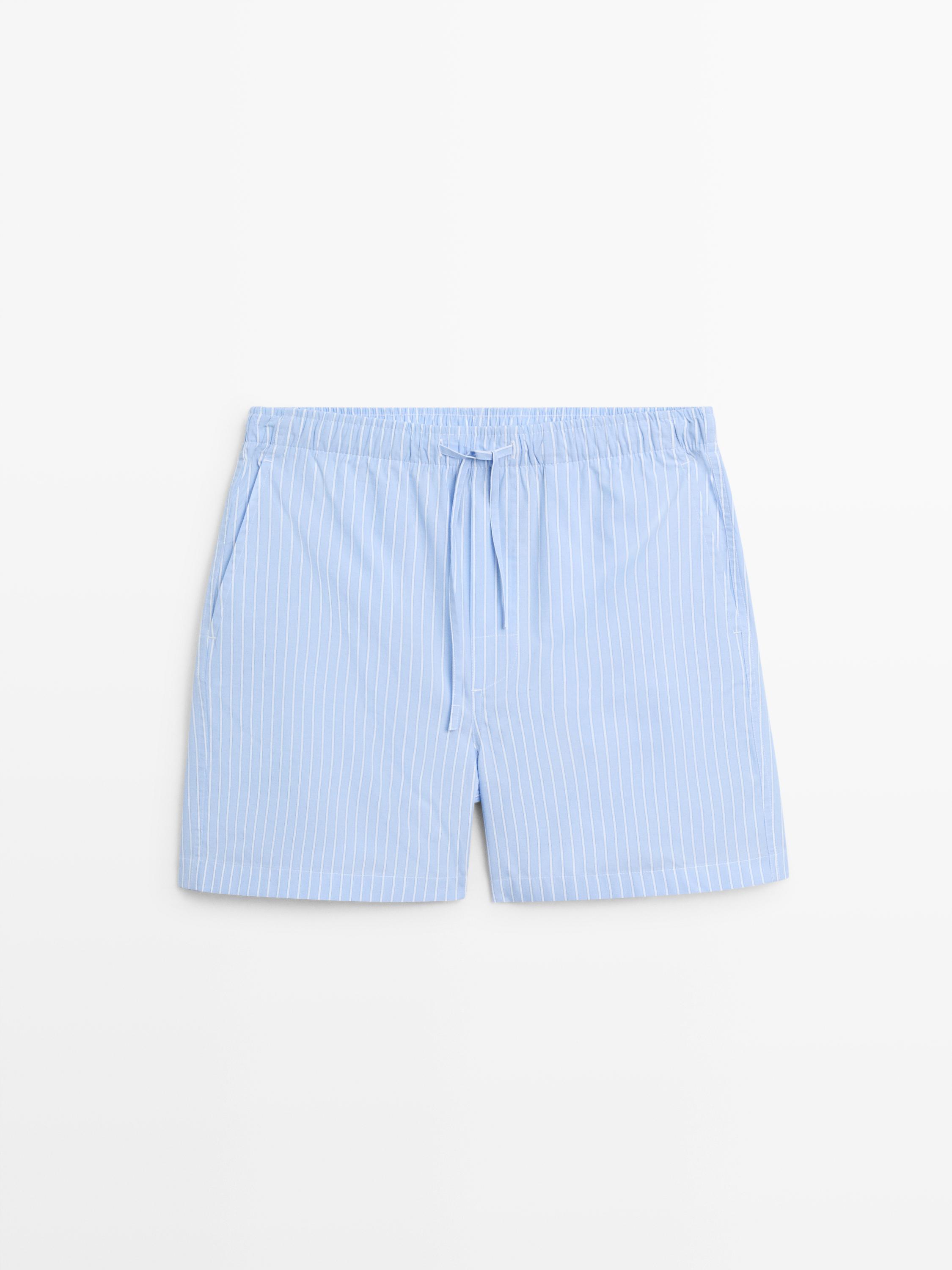 Short sleeve pyjama top and striped trousers — SKY BLUE